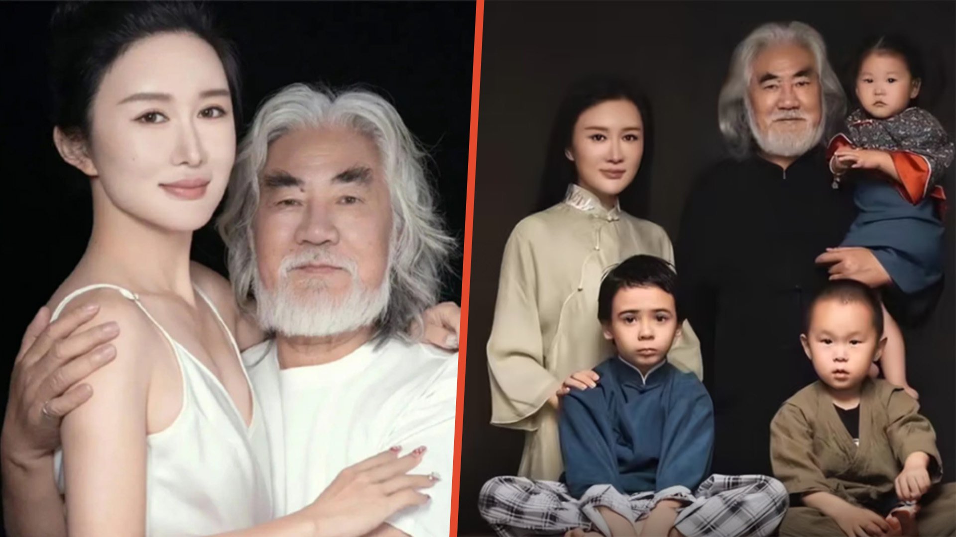 The family life of famous Chinese film producer, Zhang Jizhong, 74, has sparked a heated online debate due to the 30-year age gap between him and his wife. Photo: SCMP composite/Douyin