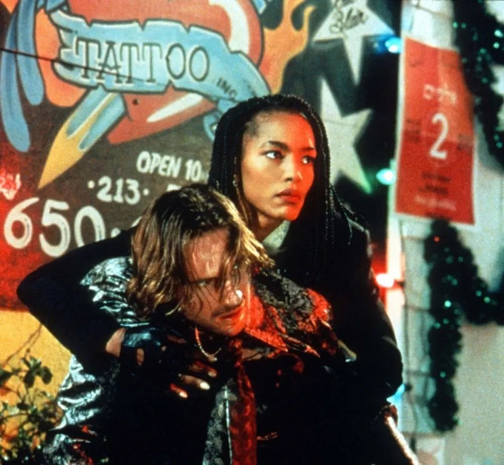 Ralph Fiennes and Angela Bassett in a still from Strange Days. Kathryn Bigelow’s flawed thriller gave a powerful portrait of Los Angeles on the brink of implosion, and prophetic warnings about the expansion of the internet, when it was released in 1995.