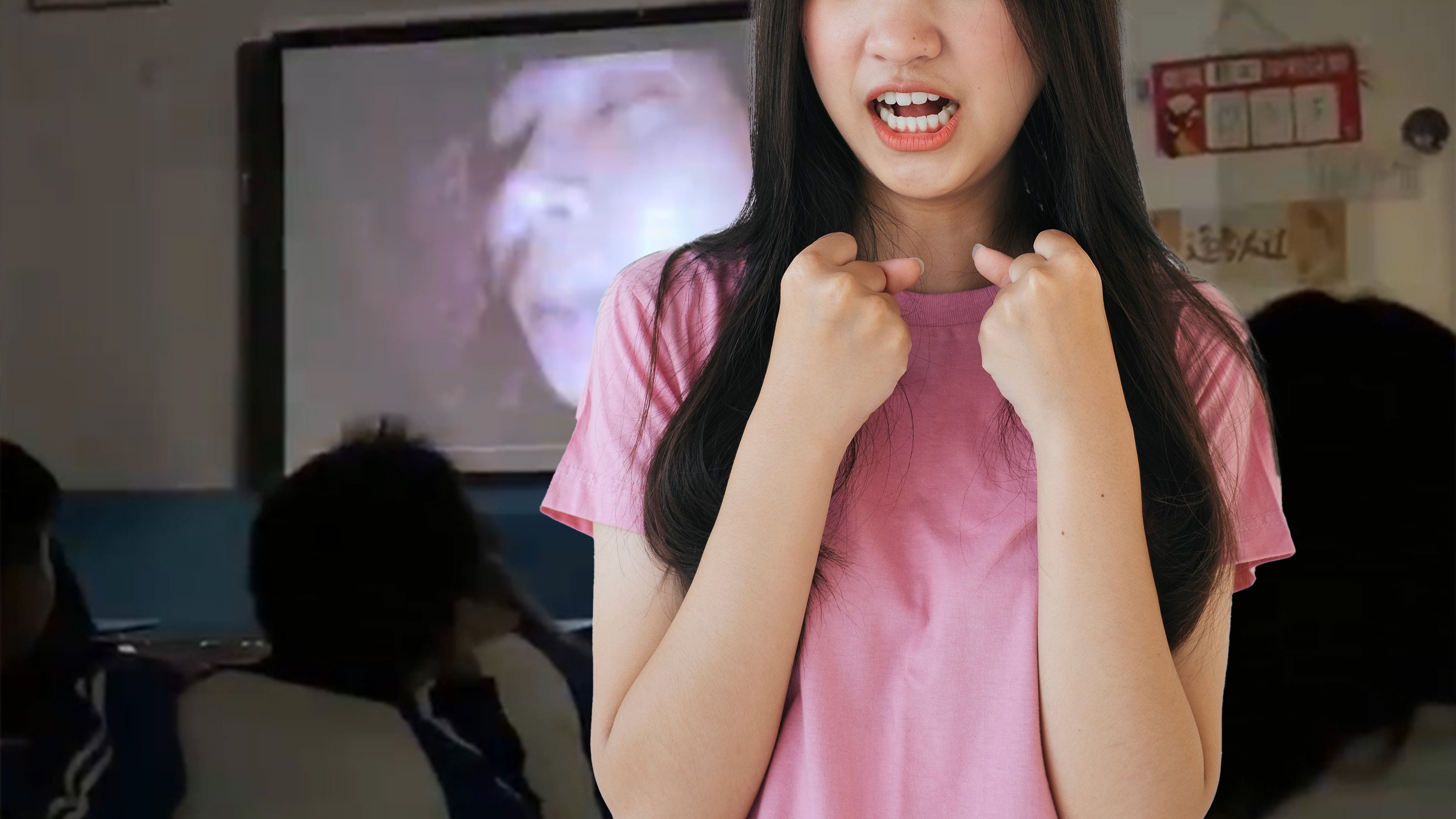 A female student in China has suffered a mental breakdown after watching a horror film during a self-study session at school. Photo: SCMP composite/Shutterstock/Weibo