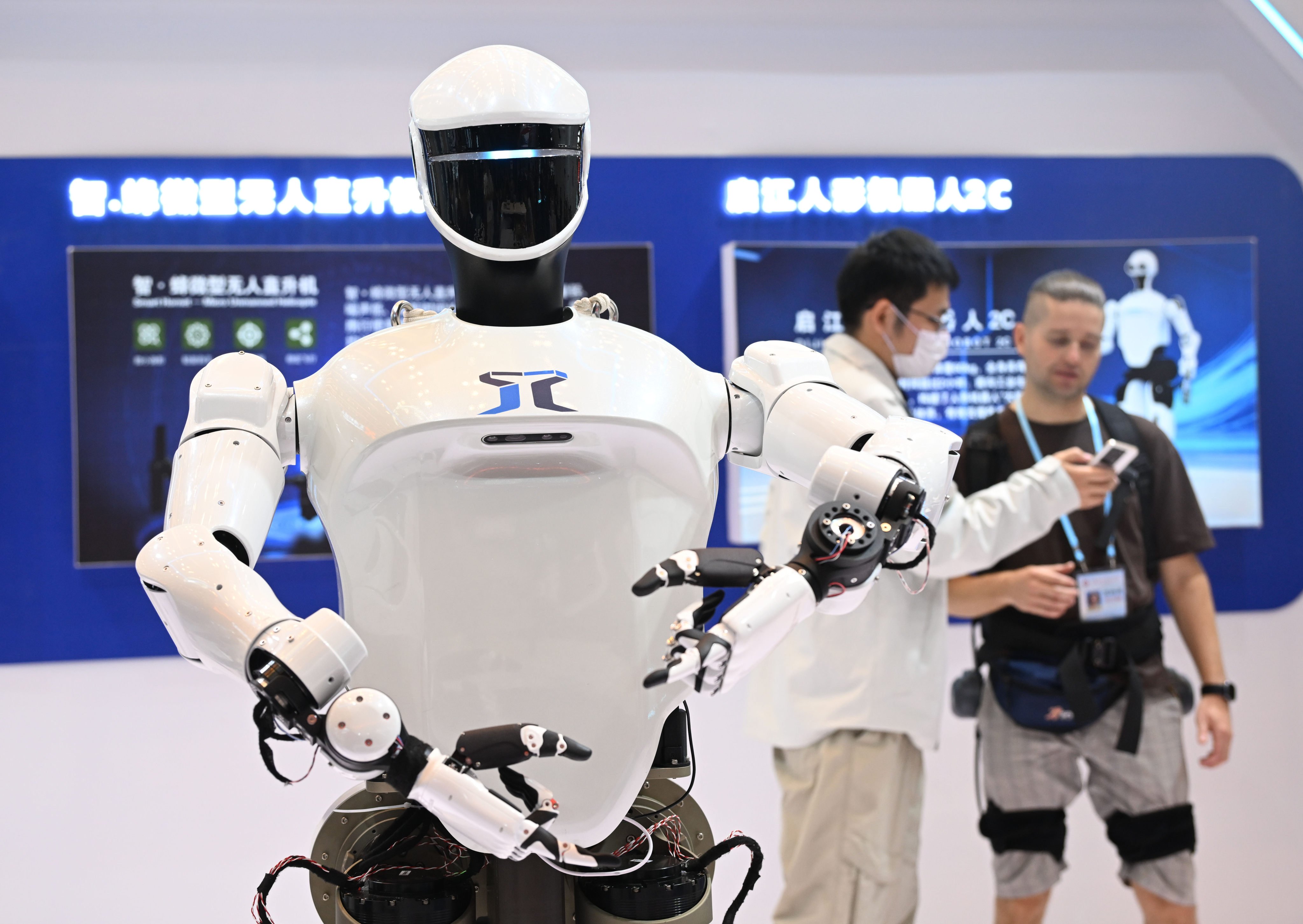 A humanoid robot on display in the Canton Fair’s service robot zone on Wednesday. Photo: Xinhua