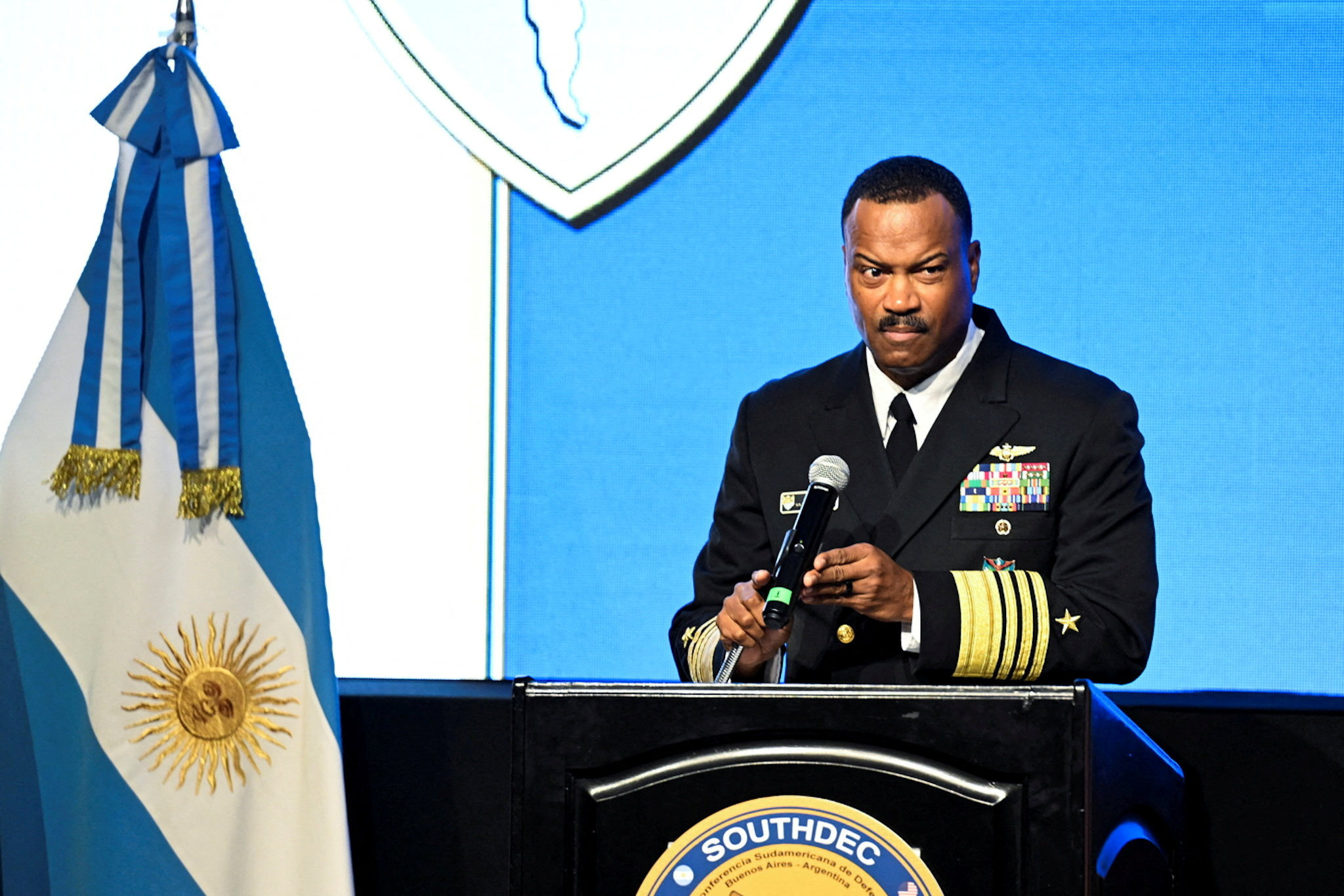 US Navy Admiral Alvin Holsey hosts a defence conference in Buenos Aires, Argentina, in August. Photo: Reuters