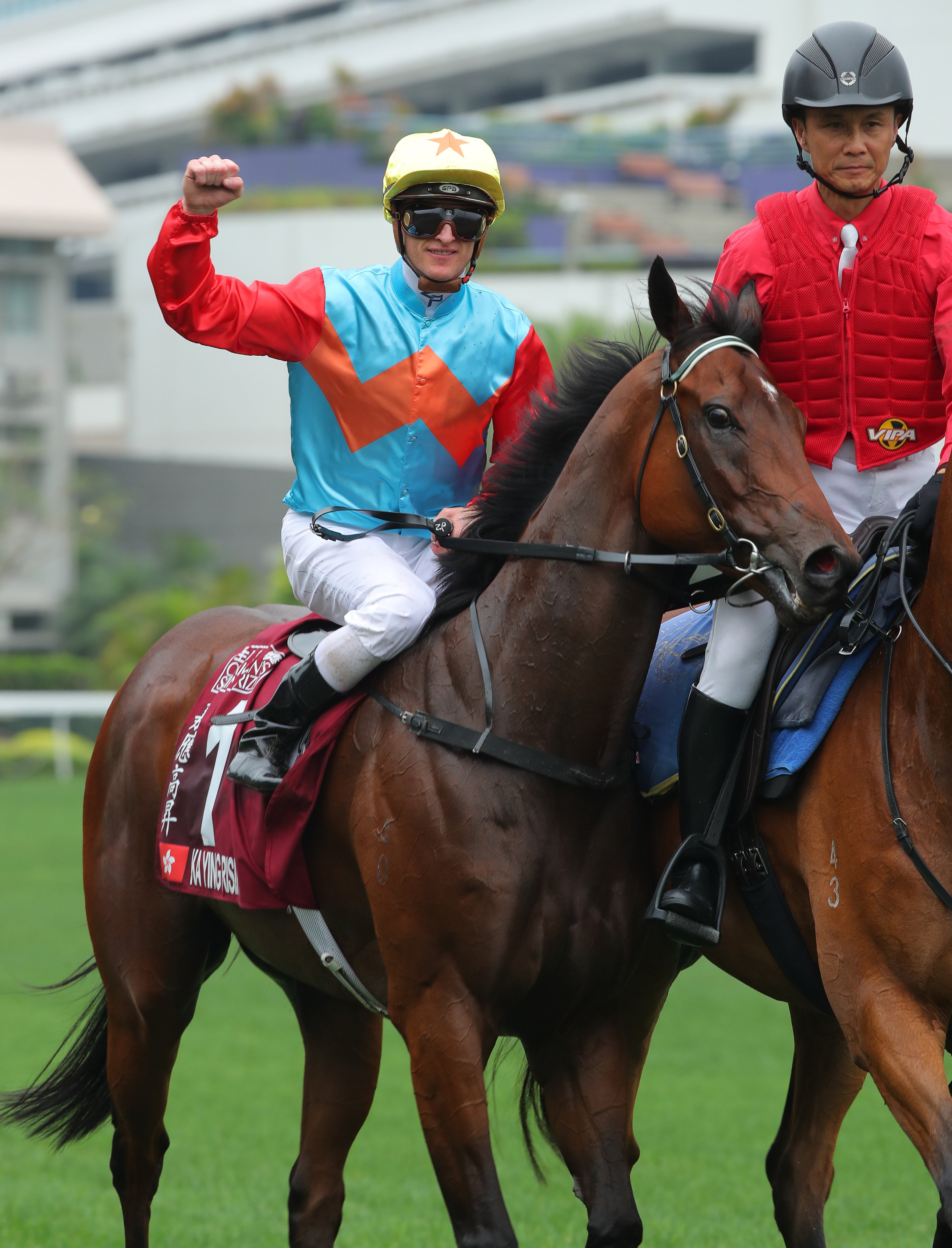 Zac Purton enjoys one of Ka Ying Rising’s 13 consecutive victories. Photos: Kenneth Chan