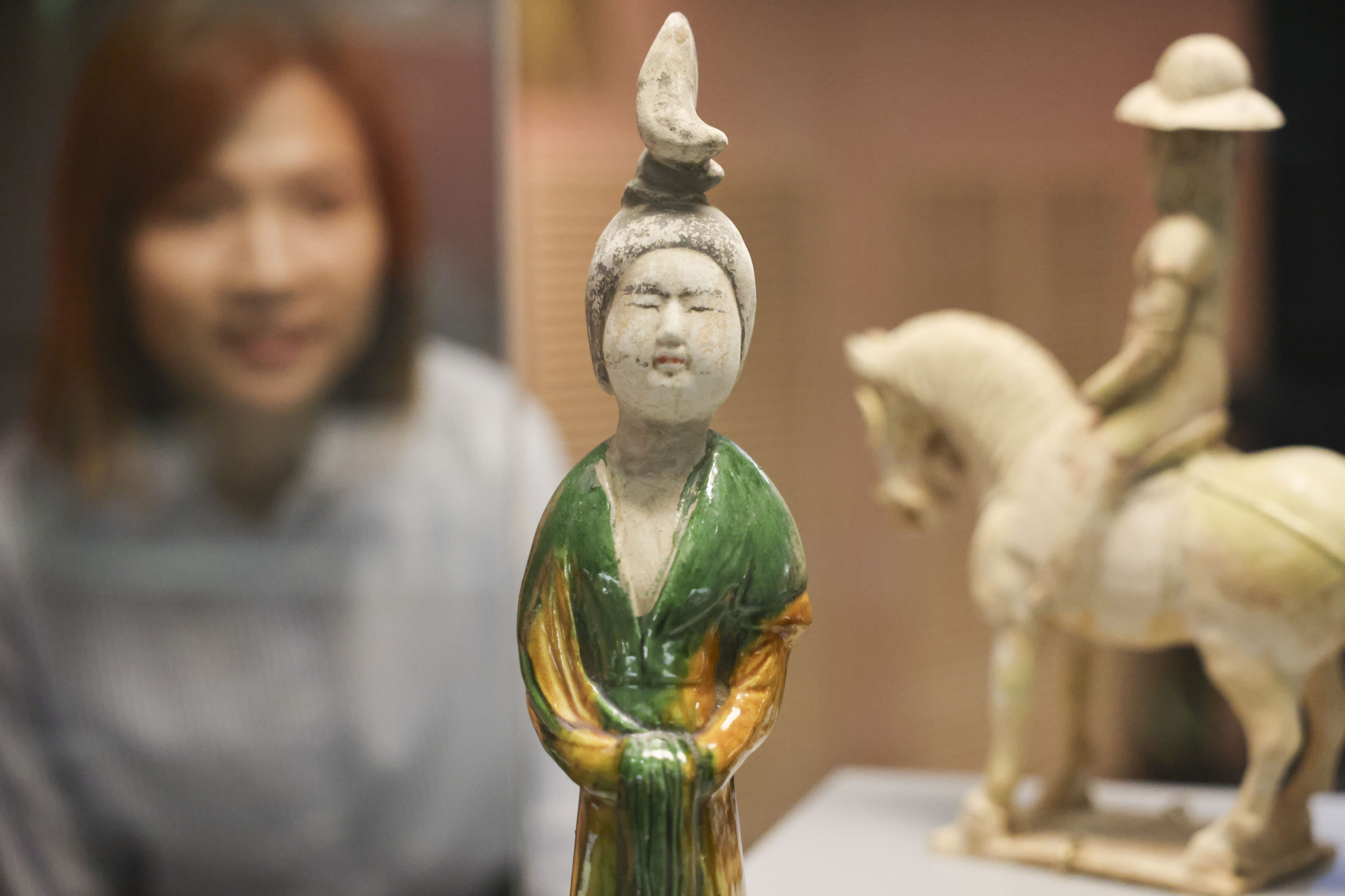Tang-dynasty pottery is seen at “Tang Vogue Beyond the Horizons: A Golden Era of Multicultural Integration and Openness”, an exhibition at the Hong Kong Heritage Discovery Centre, in Kowloon Park, which runs until the end of the year. Photo: Nora Tam