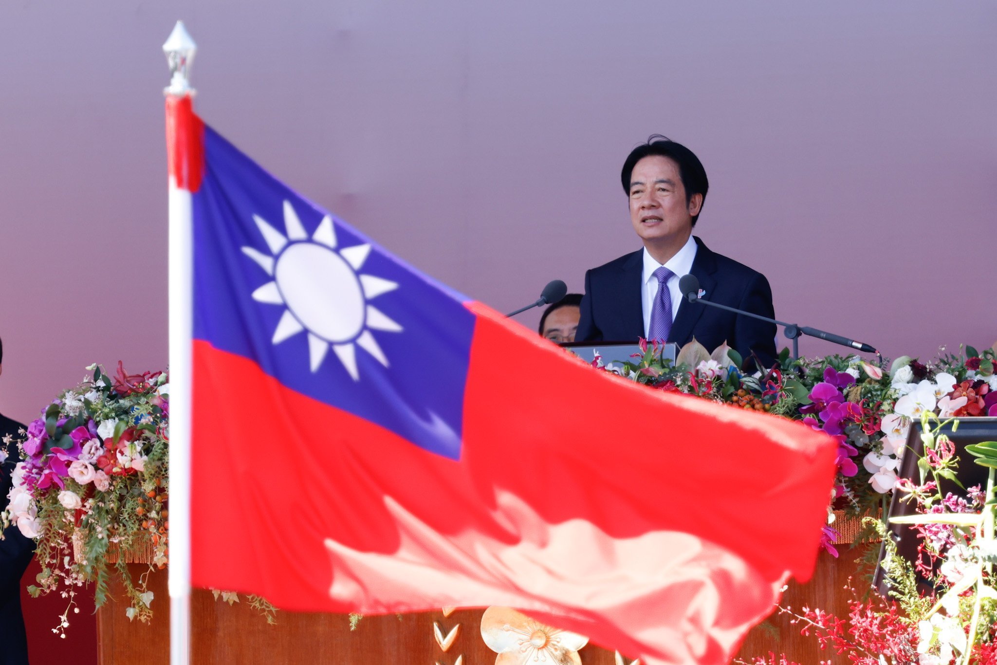 Taiwanese leader William Lai Ching-te delivers the annual Double Tenth address on October 10 in Taipei. Photo: EPA