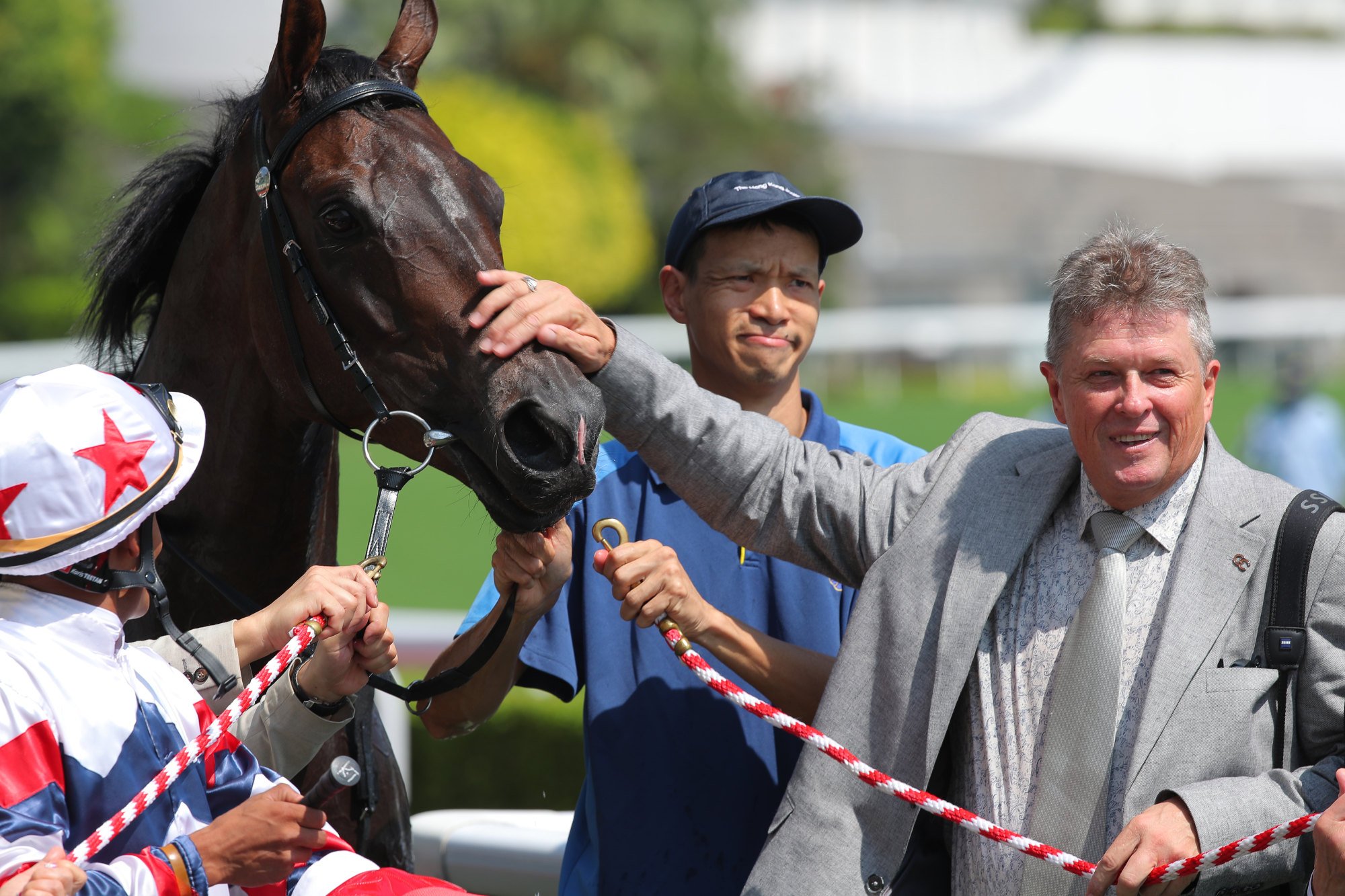 Trainer Brett Crawford with Double Show. Trainer Brett Crawford with Double Show.