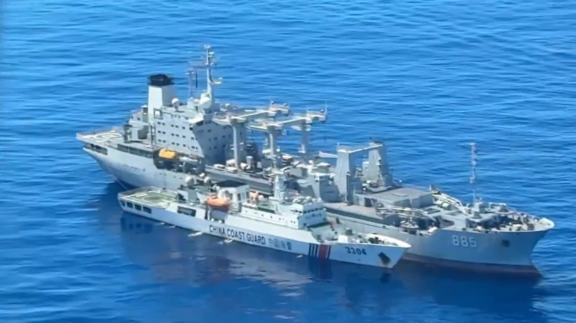 The Qinghaihu is reported to have recently sailed into the South China Sea to conduct integrated combat support training with various types of destroyers, frigates and naval aviation units. Photo: Handout The Qinghaihu is reported to have recently sailed into the South China Sea to conduct integrated combat support training with various types of destroyers, frigates and naval aviation units. Photo: Handout