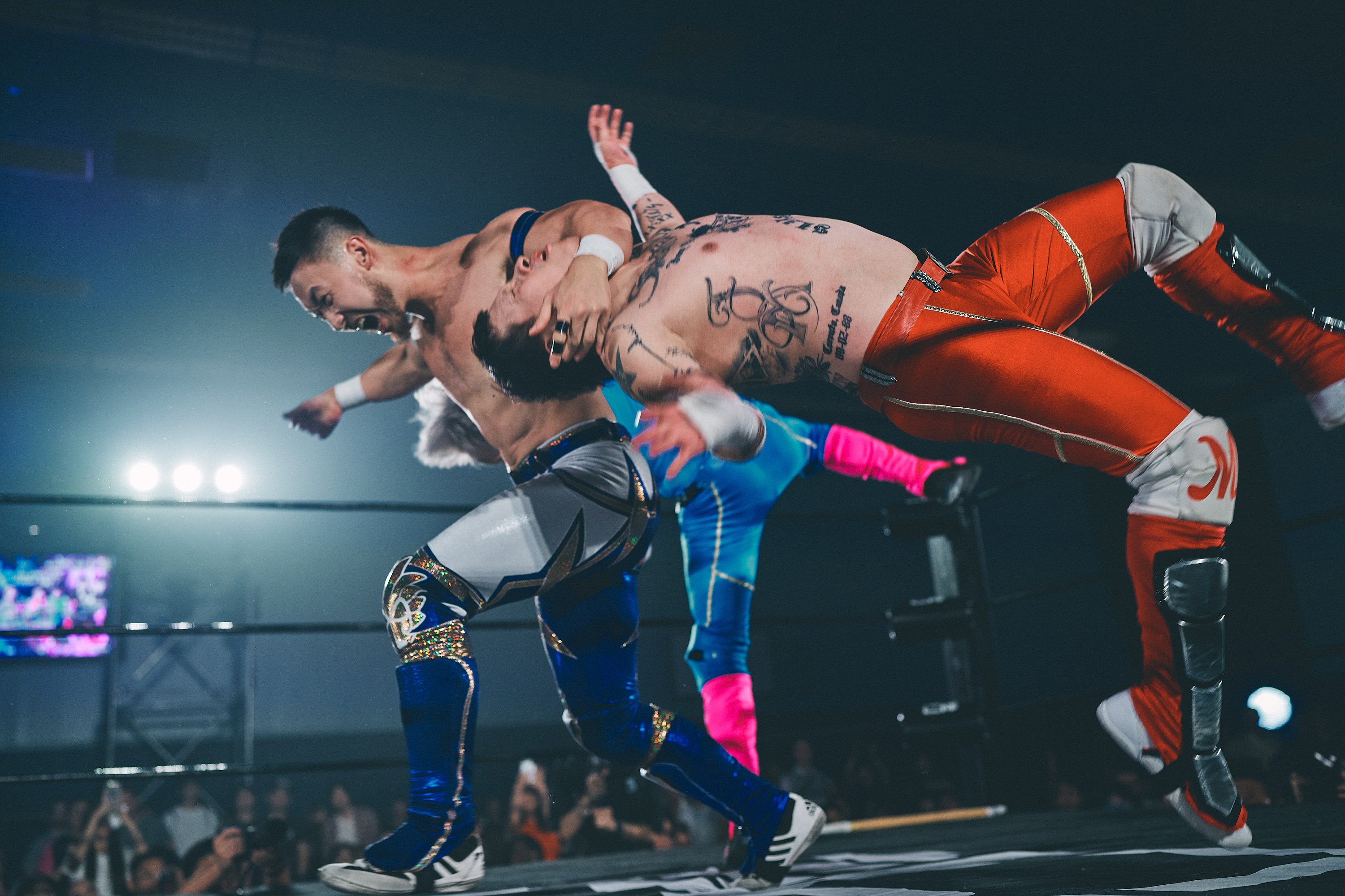Image of Hong Kong wrestlers slugging it out at a previous Hong Kong Wrestling Federation (HKWF) event.