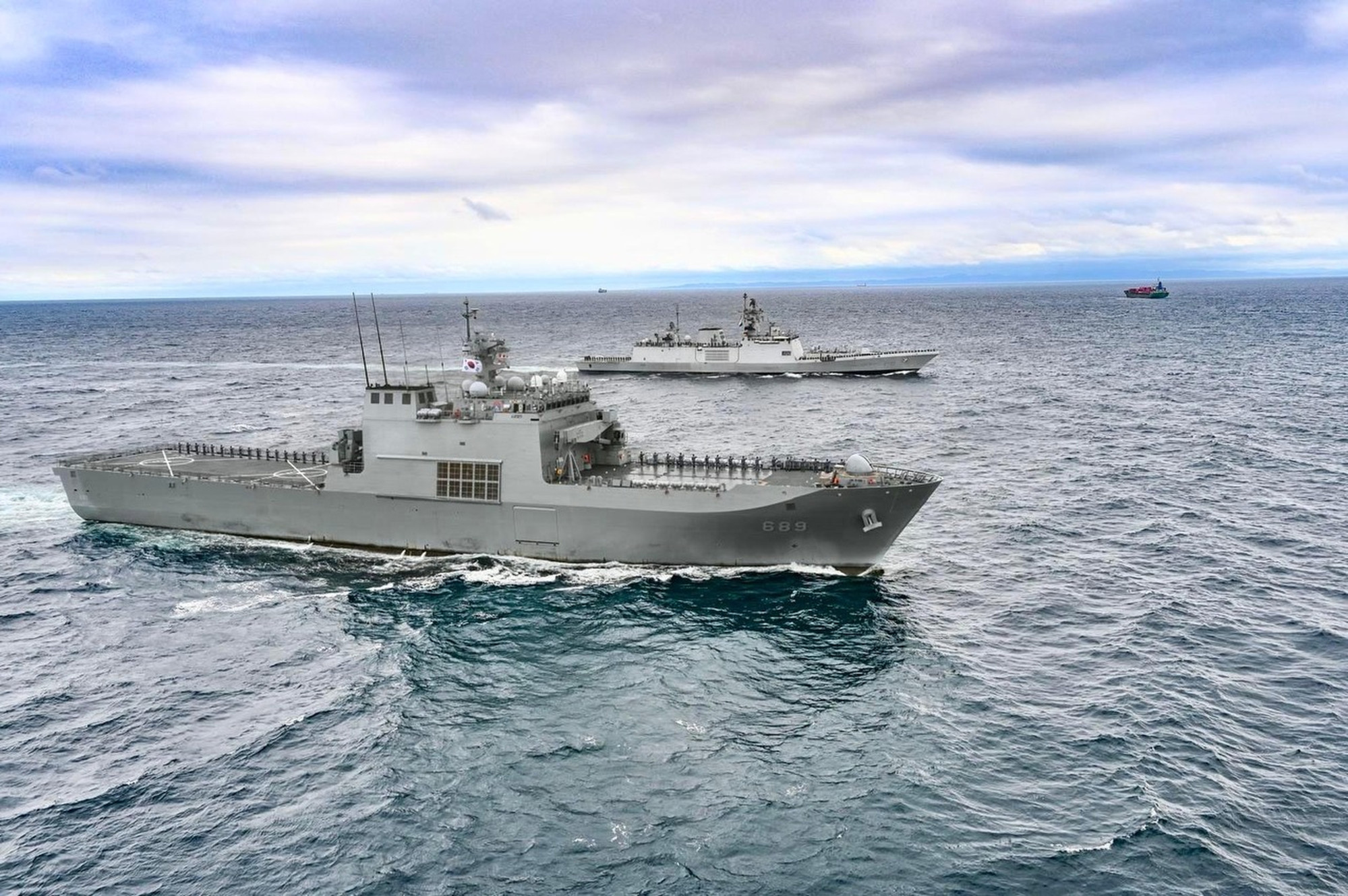 Indian and South Korean navy vessels take part in bilateral exercises off the coast of Busan. Photo: Handout Indian and South Korean navy vessels take part in bilateral exercises off the coast of Busan. Photo: Handout