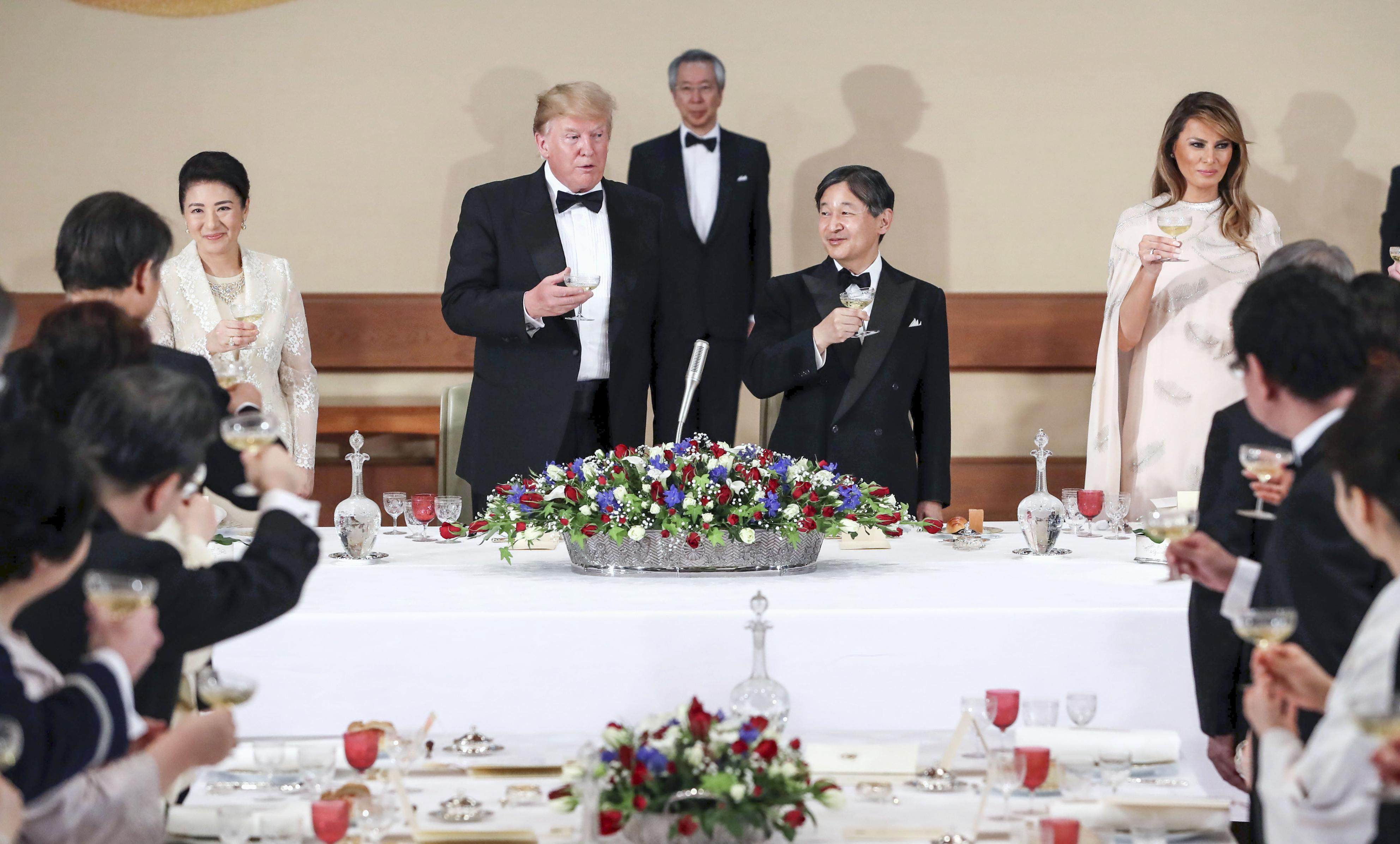 Japanese Emperor Naruhito and US President Donald Trump attend a banquet at the Imperial Palace in Tokyo in 2019. Photo: Kyodo