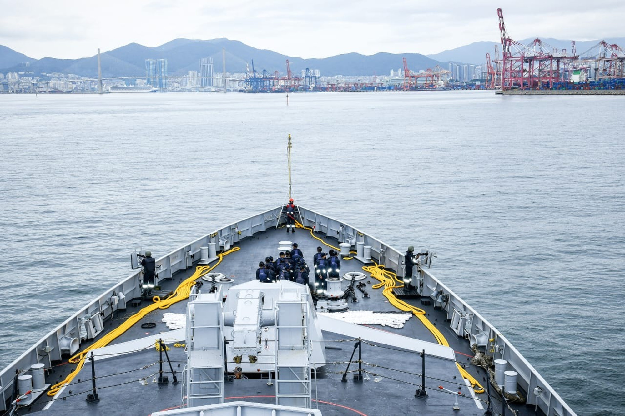 The Indian naval ship Sahyadri arrives at Busan in South Korea earlier this month. Photo: Handout The Indian naval ship Sahyadri arrives at Busan in South Korea earlier this month. Photo: Handout