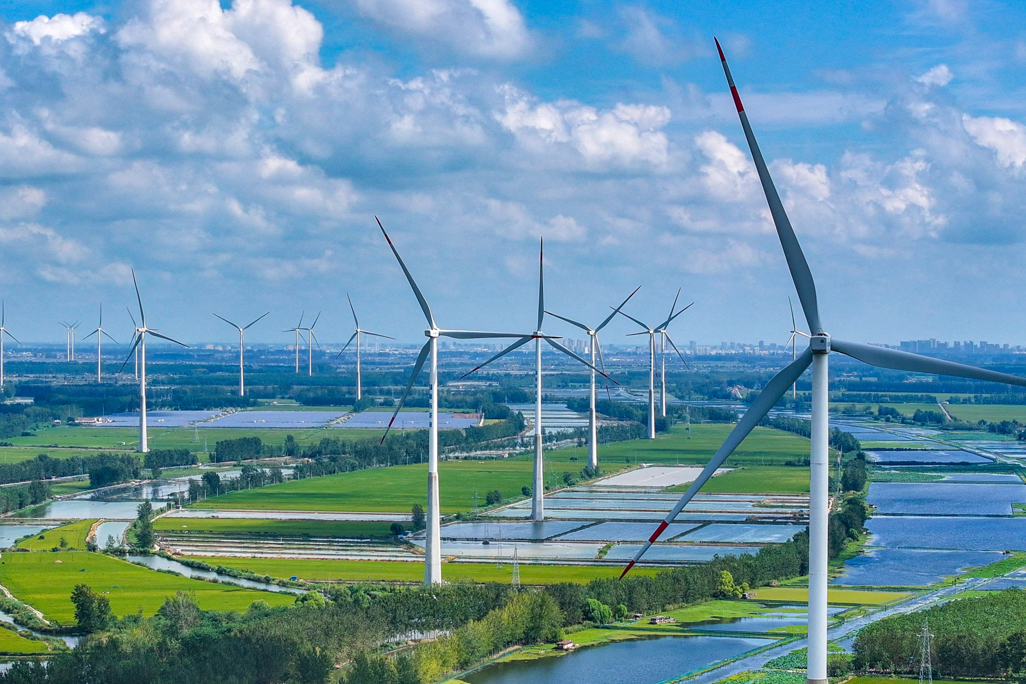 Wind turbines at work in Huaian, in China’s eastern Jiangsu province. Photo: AFP