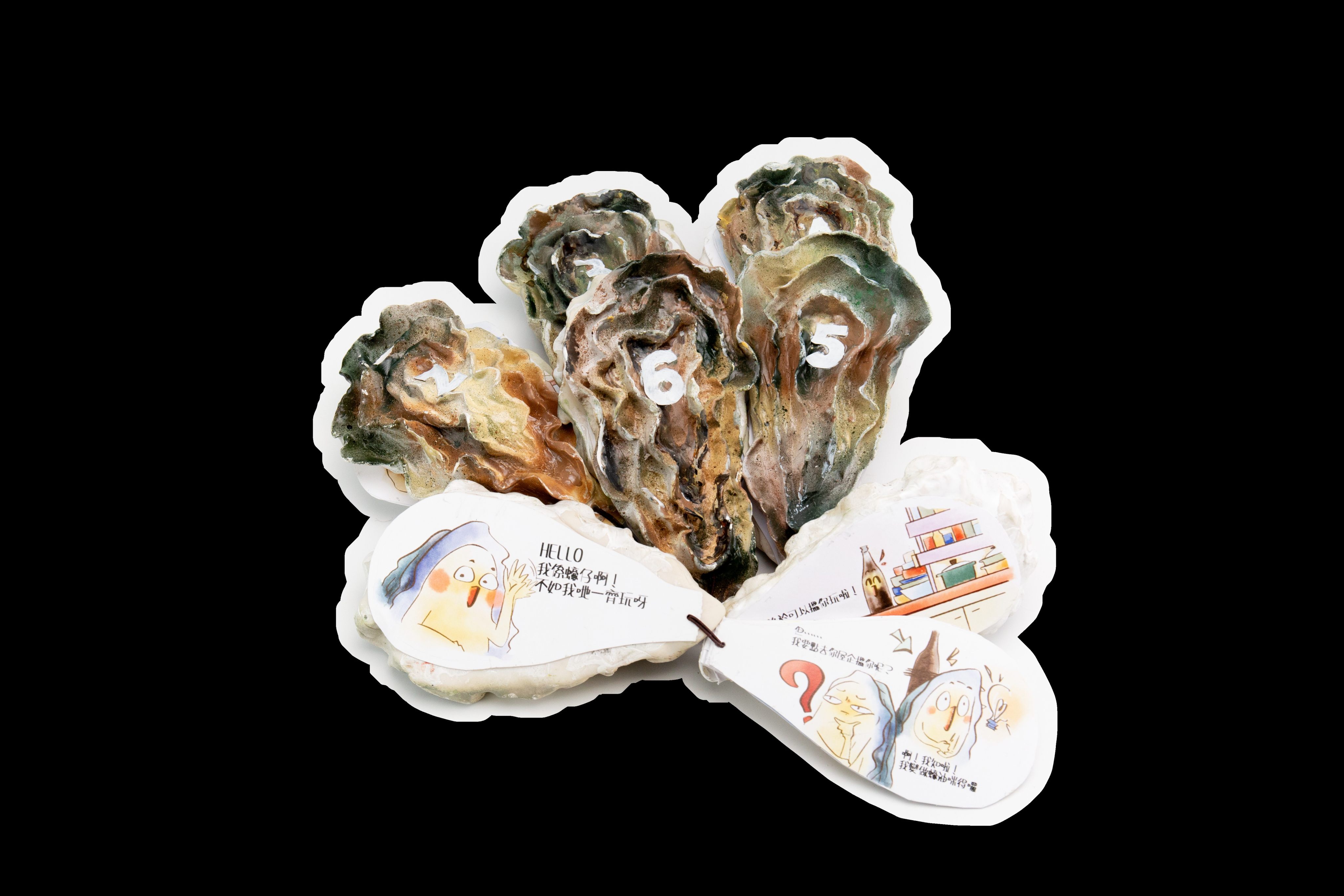 The champion team of the PolyU Design Hatch Awards 2025 created a booklet about Lau Fau Shan village made from oyster shells. Photo: Handout