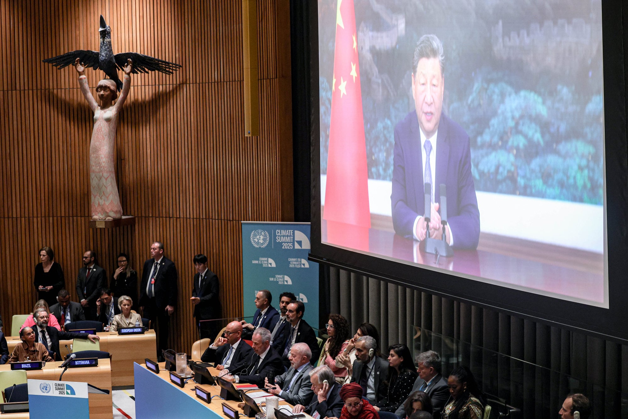 Chinese President Xi Jinping delivers a video speech to a climate meeting on the sidelines of the UN General Assembly, in New York on September 24. Photo: dpa