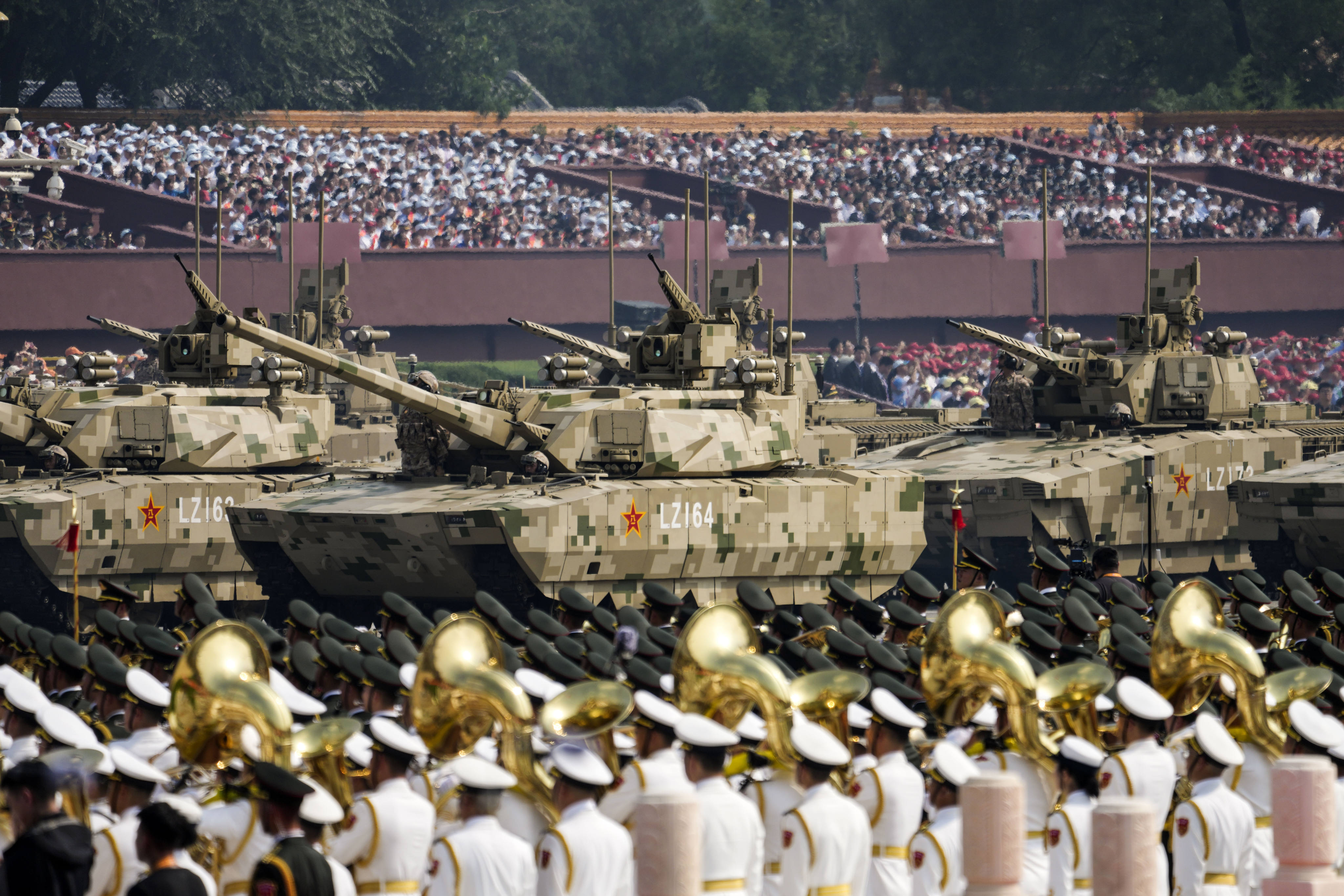 The Type 100 tanks were displayed in the Victory Day parade in Beijing. A recent report by PLA Daily indicated that armoured warfare had shifted from traditional close-range artillery duels to “beyond visual range” engagement, suggesting that the Type 100 may already be in active service. Photo: Xinhua