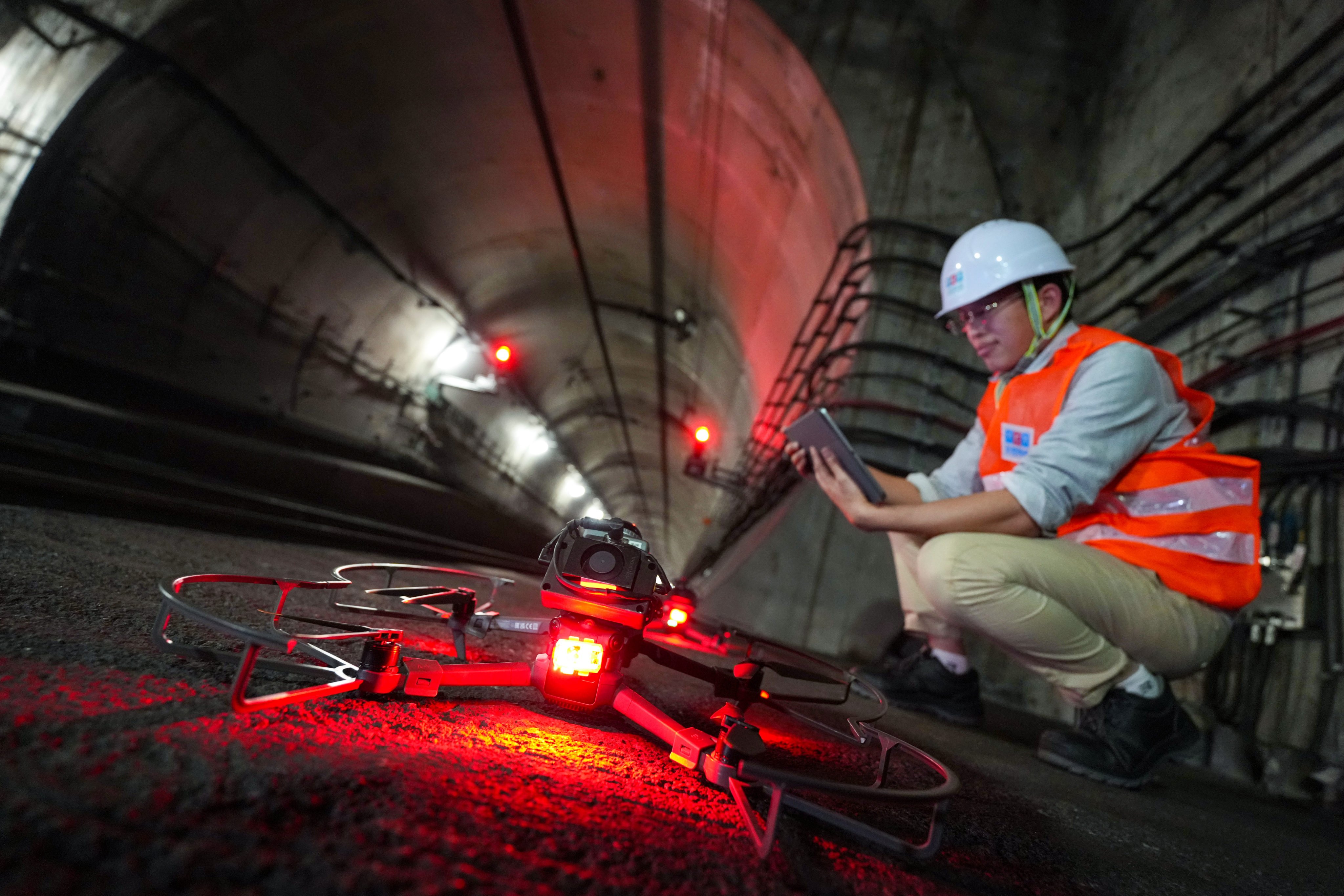 MTR is piloting a drone test programme in the East Rail tunnel with partner Traffic Control Technology. Photo: Karma Lo