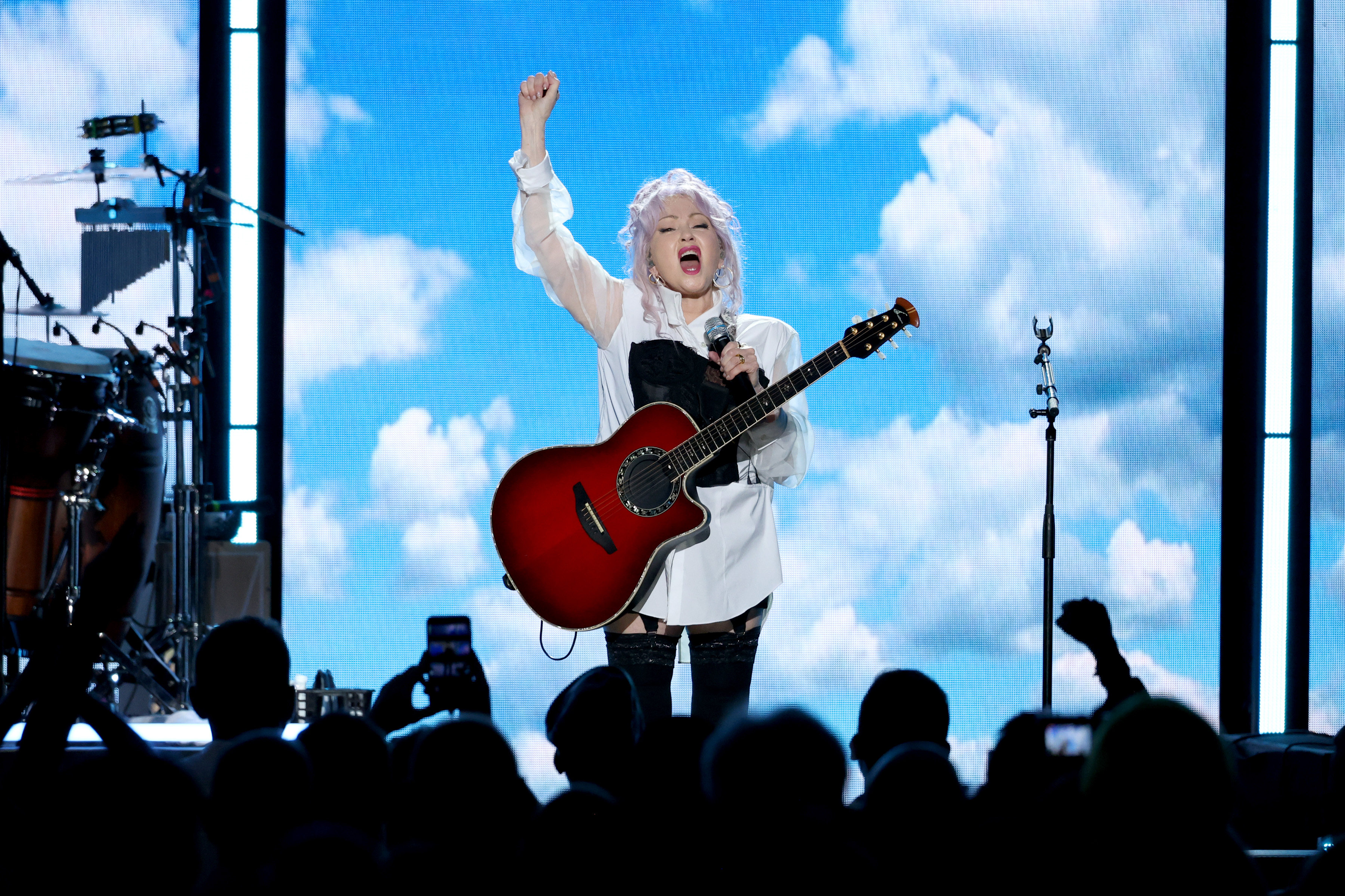 Cyndi Lauper performs at the Jones Beach Theatre in Wantagh, New York, on July 19, 2025. Lauper has a new musical opening soon. Photo: Getty Images for Cyndi Lauper