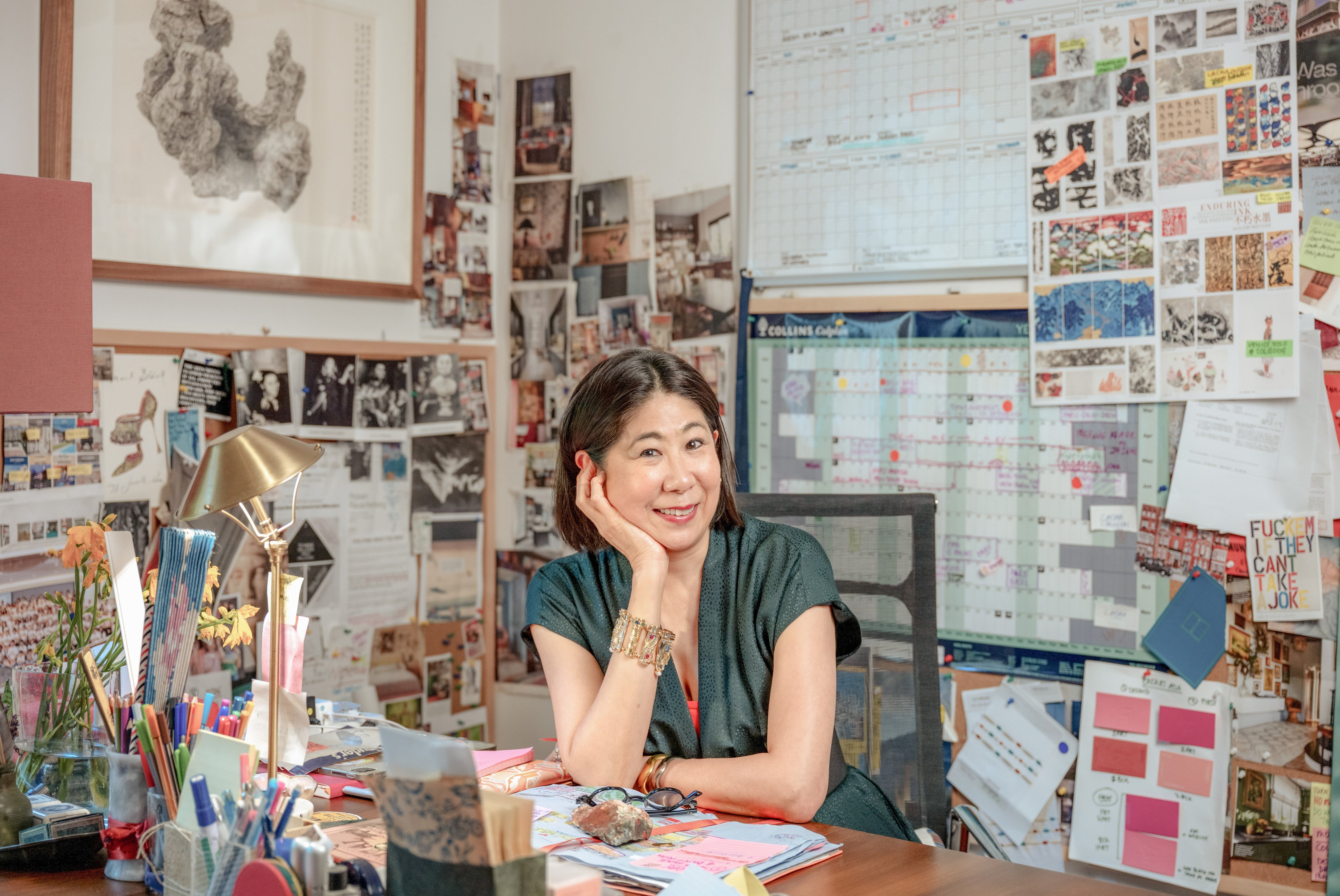 Art collector Kitty Go in her home office in Hong Kong’s Mid-Levels. Photo: Eugene Chan
