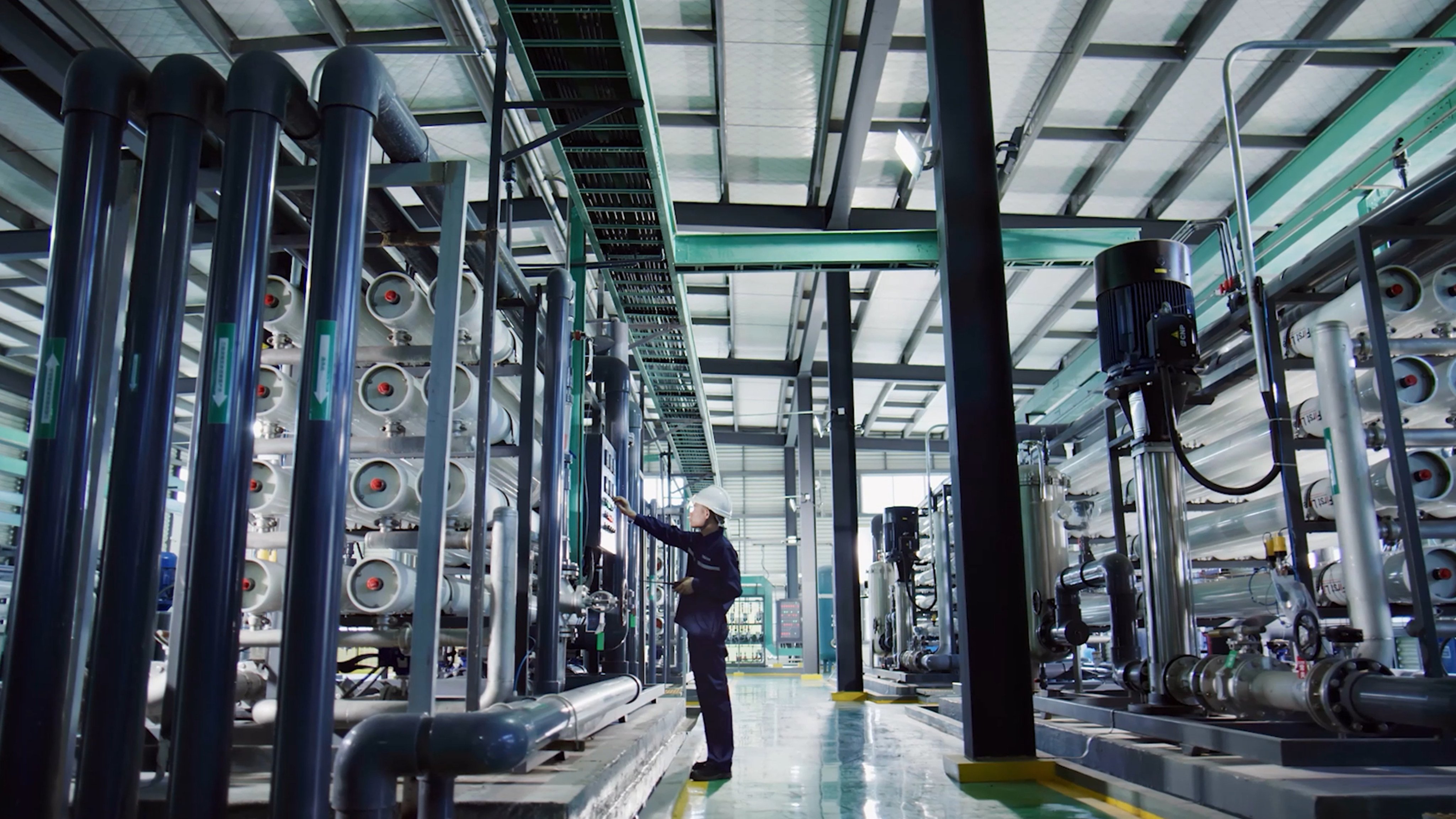 A worker is seen at a workshop of a new energy cell material company in the Qinzhou port area in China’s Guangxi Zhuang autonomous region, on November 29, 2023. Photo: Xinhua