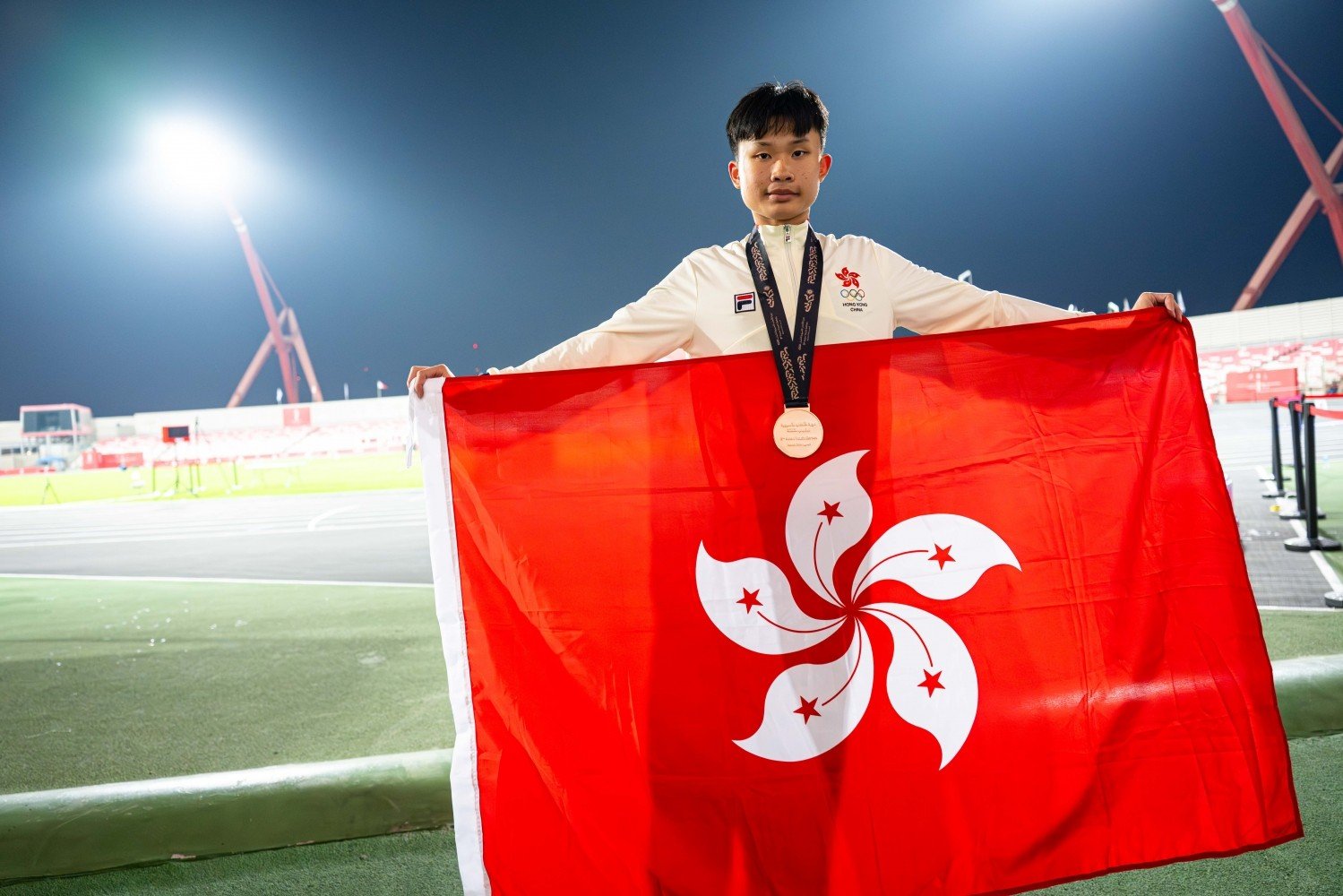 Hong Kong’s Au Ho-chun claimed a bronze medal in the men’s 1,500m at the Asian Youth Games. Photo: SF&OC