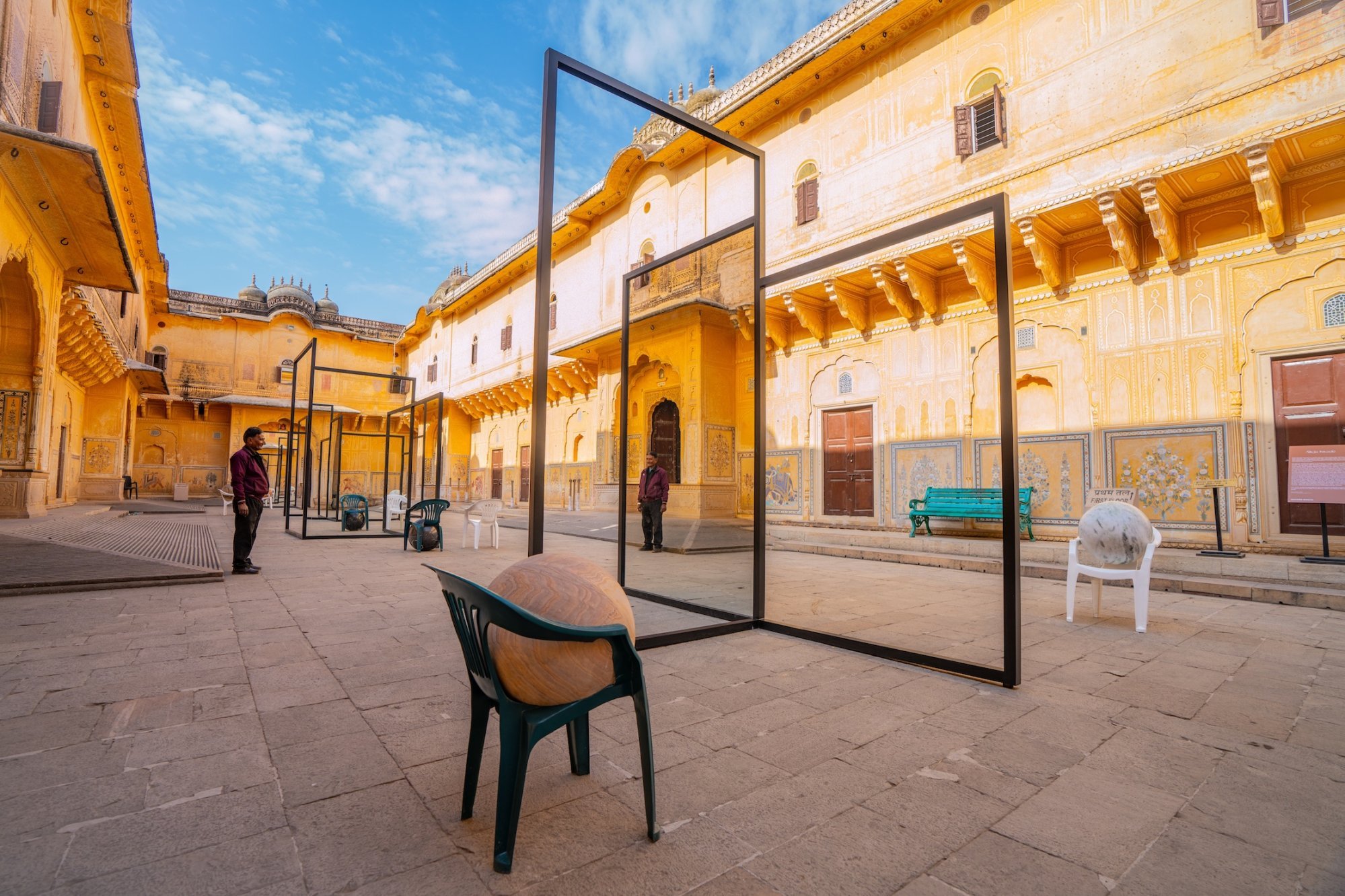 Superposition (2024), by Alijca Kwade, at The Sculpture Park’s old venue in Jaipur’s Madhavendra Palace. Photo: Jaipur Sculpture Park Superposition (2024), by Alijca Kwade, at The Sculpture Park’s old venue in Jaipur’s Madhavendra Palace. Photo: Jaipur Sculpture Park