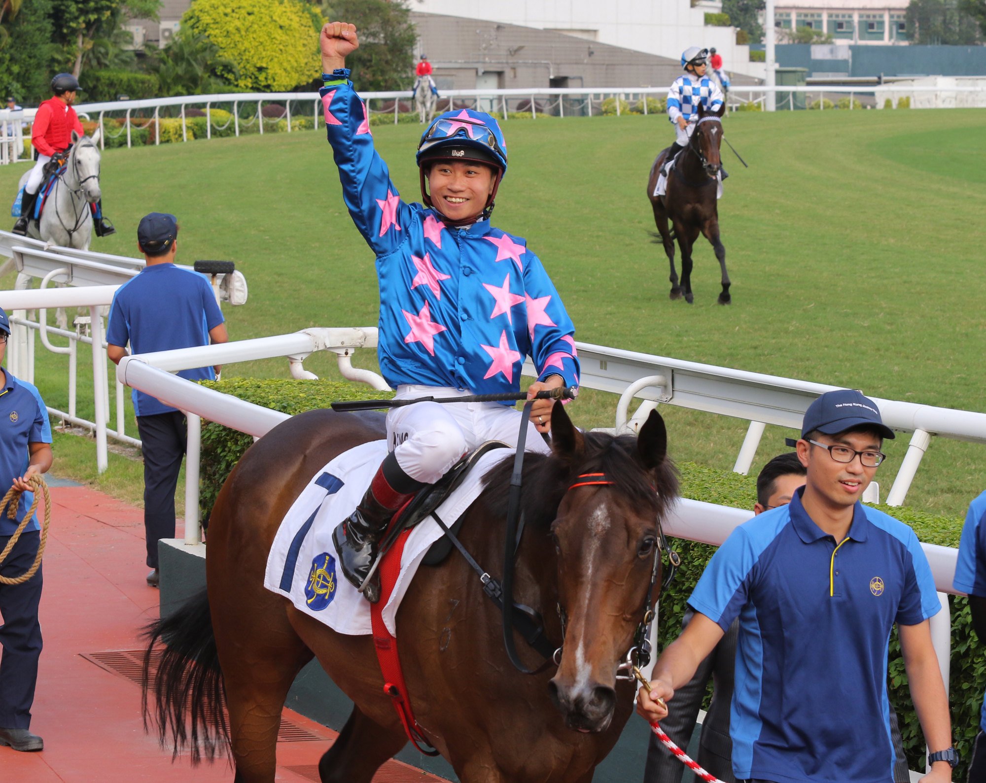 Dylan Mo is all smiles after guiding Winning Wing to victory.