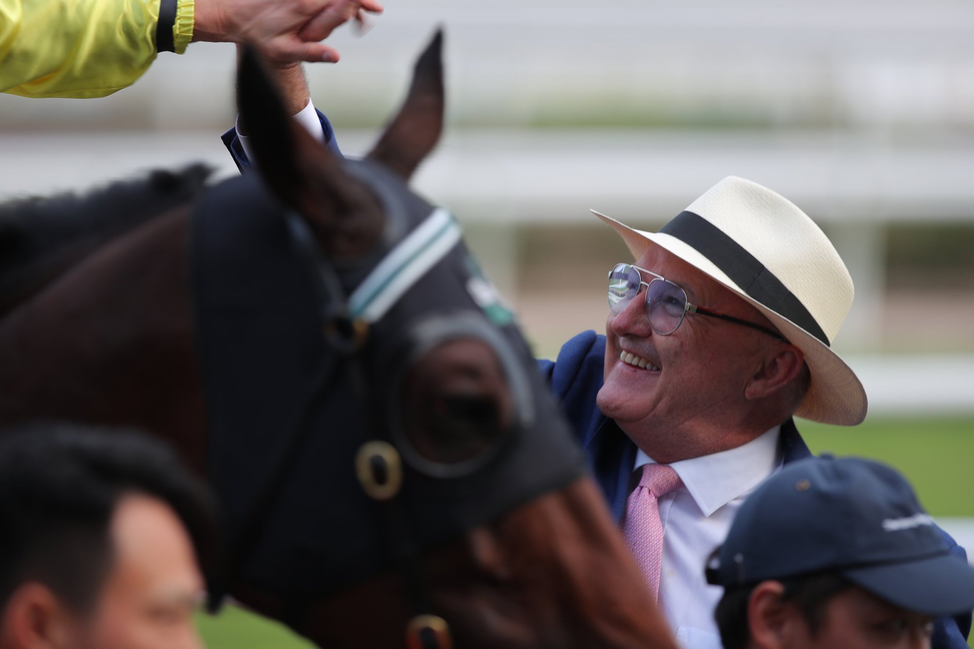 David Hayes congratulates Harry Bentley after Tomodachi Kokoroe’s win. David Hayes congratulates Harry Bentley after Tomodachi Kokoroe’s win.