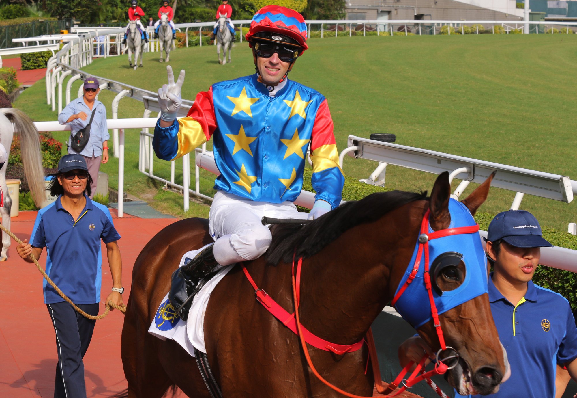 Jockey James Orman soaks up his Sunday double.