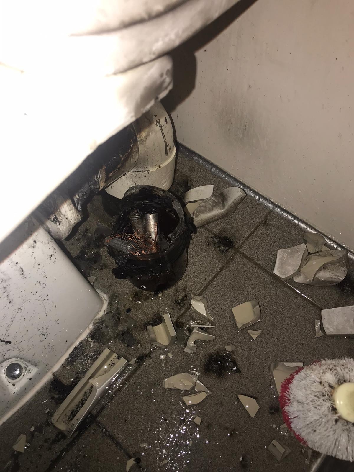 A home-made bomb exploded at a hospital in Hong Kong. Three Hongkongers have been jailed for up to 18 years for their roles in a conspiracy to carry out bomb attacks during the 2019 anti-government protests. Photo: SCMP