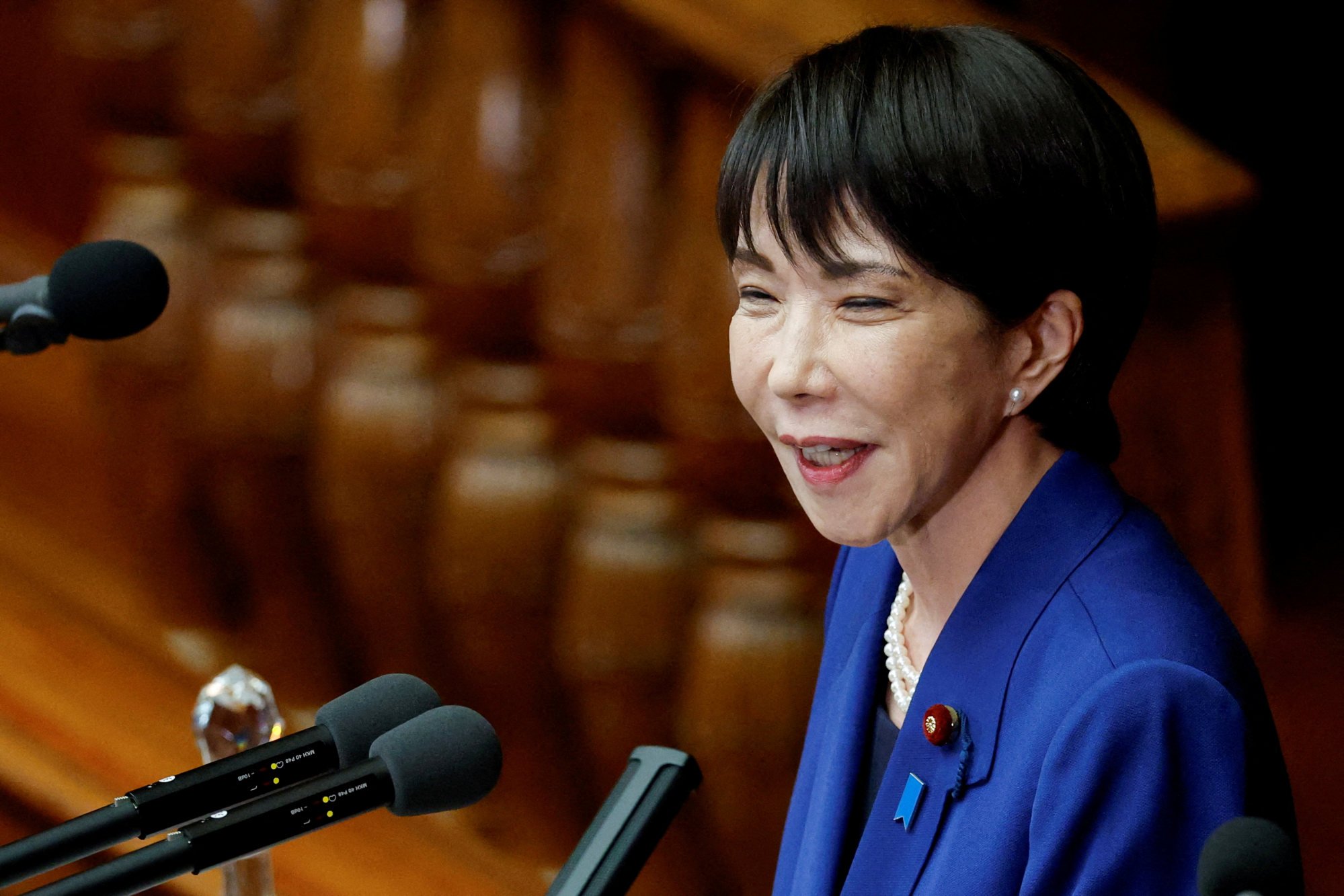 Japan’s new Prime Minister Sanae Takaichi delivers her first policy speech in parliament on Friday. Photo: Reuters Japan’s new Prime Minister Sanae Takaichi delivers her first policy speech in parliament on Friday. Photo: Reuters