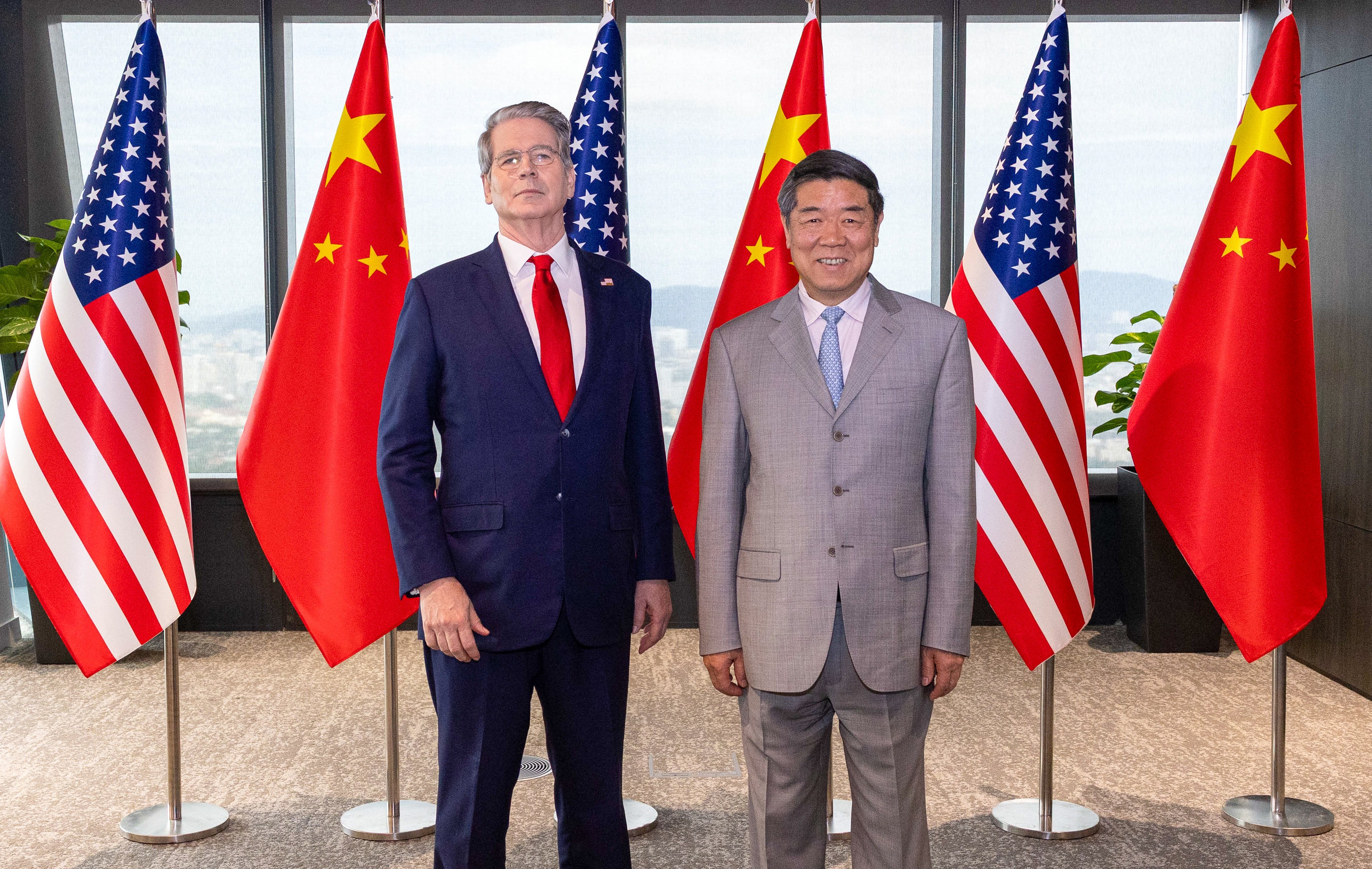 Chinese Vice-Premier He Lifeng and US Treasury Secretary Scott Bessent pose for a photo ahead of a round of talks in Kuala Lumpur, Malaysia. Photo: Xinhua