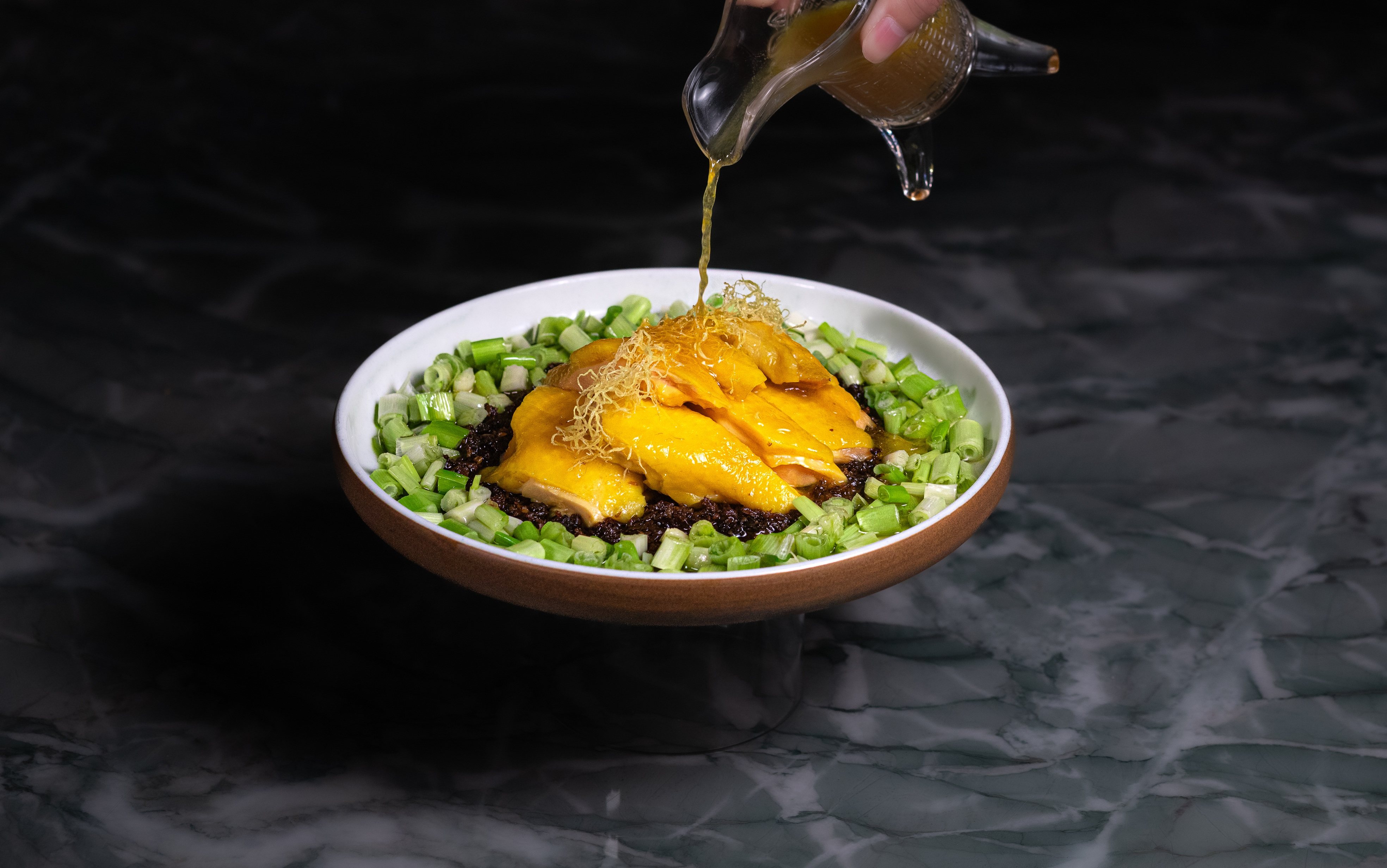 Scallion oil three-yellow chicken at Kai Fuk Lau in Hong Kong. Photo: Kai Fuk Lau