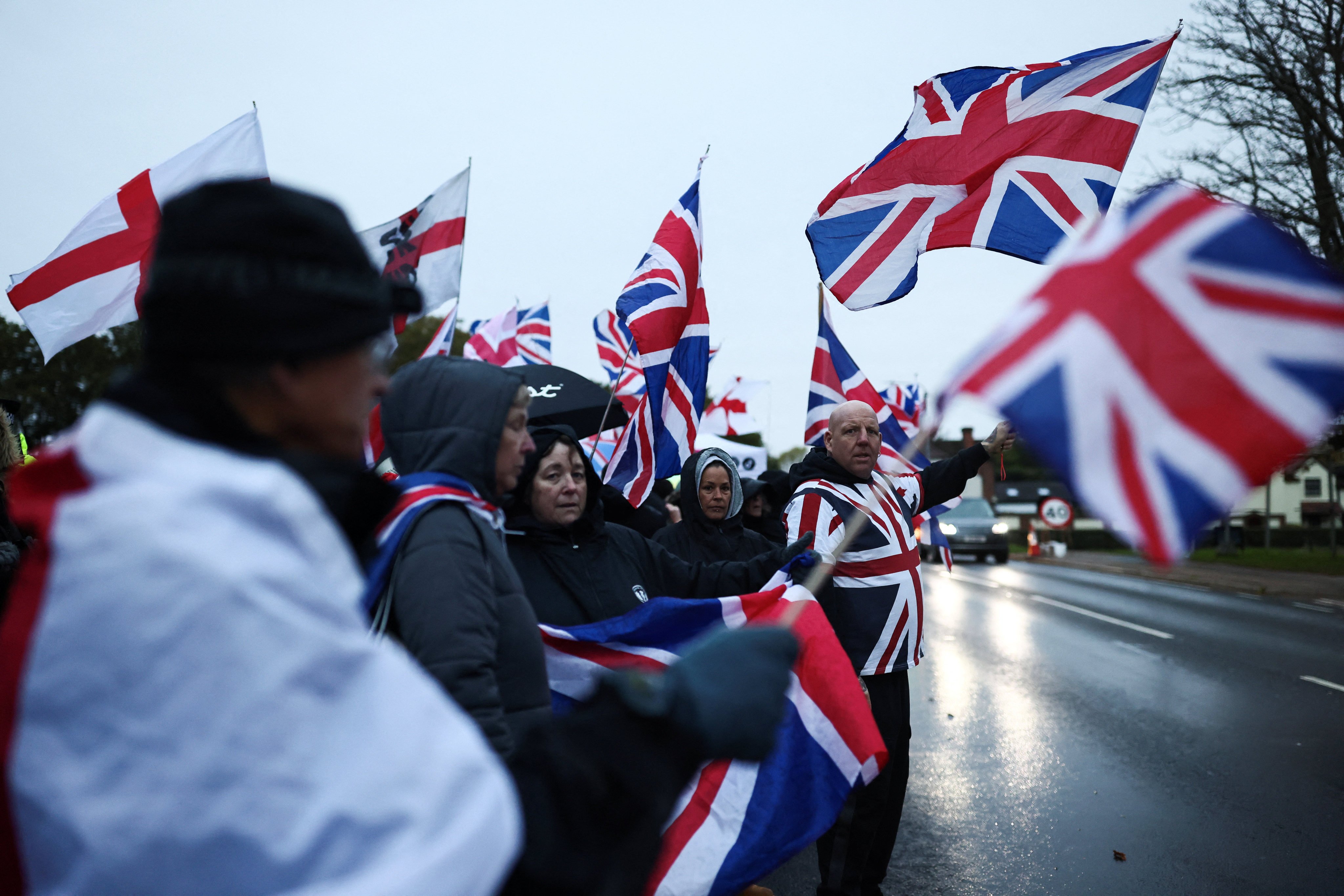 Demonstrators protest after the mistaken release of an asylum seeker sex offender. Photo: Reuters