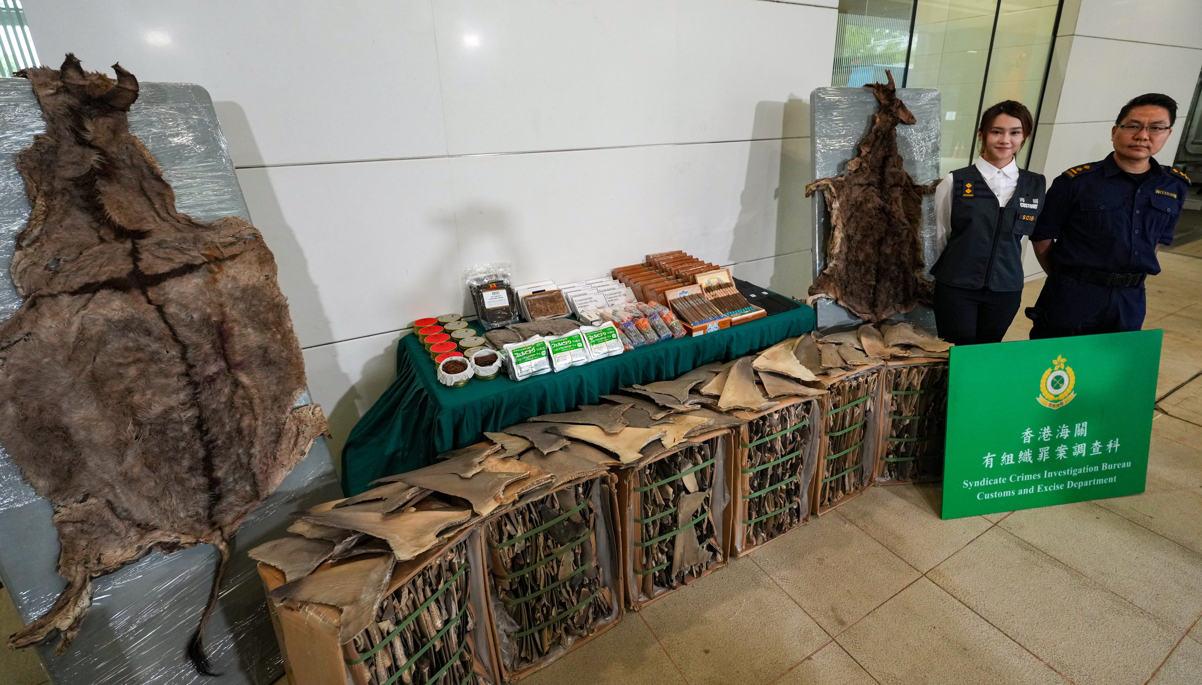 Hong Kong customs has uncovered two major sea smuggling cases, seizing suspected illicit goods worth about HK$200 million, including 150 tonnes of donkey skin. Photo: Jelly Tse