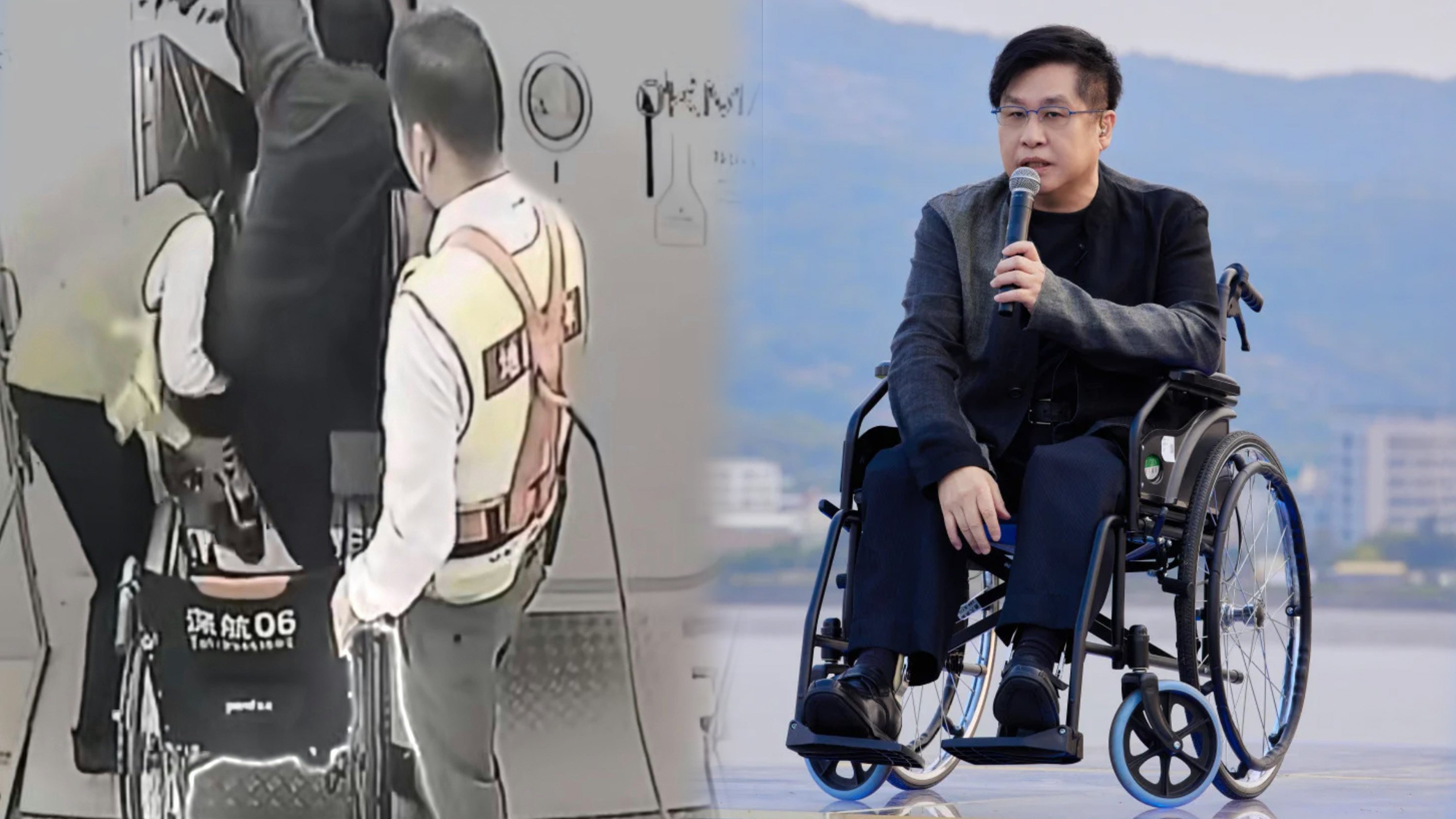 Taiwanese singer Zheng Zhihua, who is a wheelchair user, has criticised Shenzhen airport for making him “climb into a plane”. Photo: Weibo