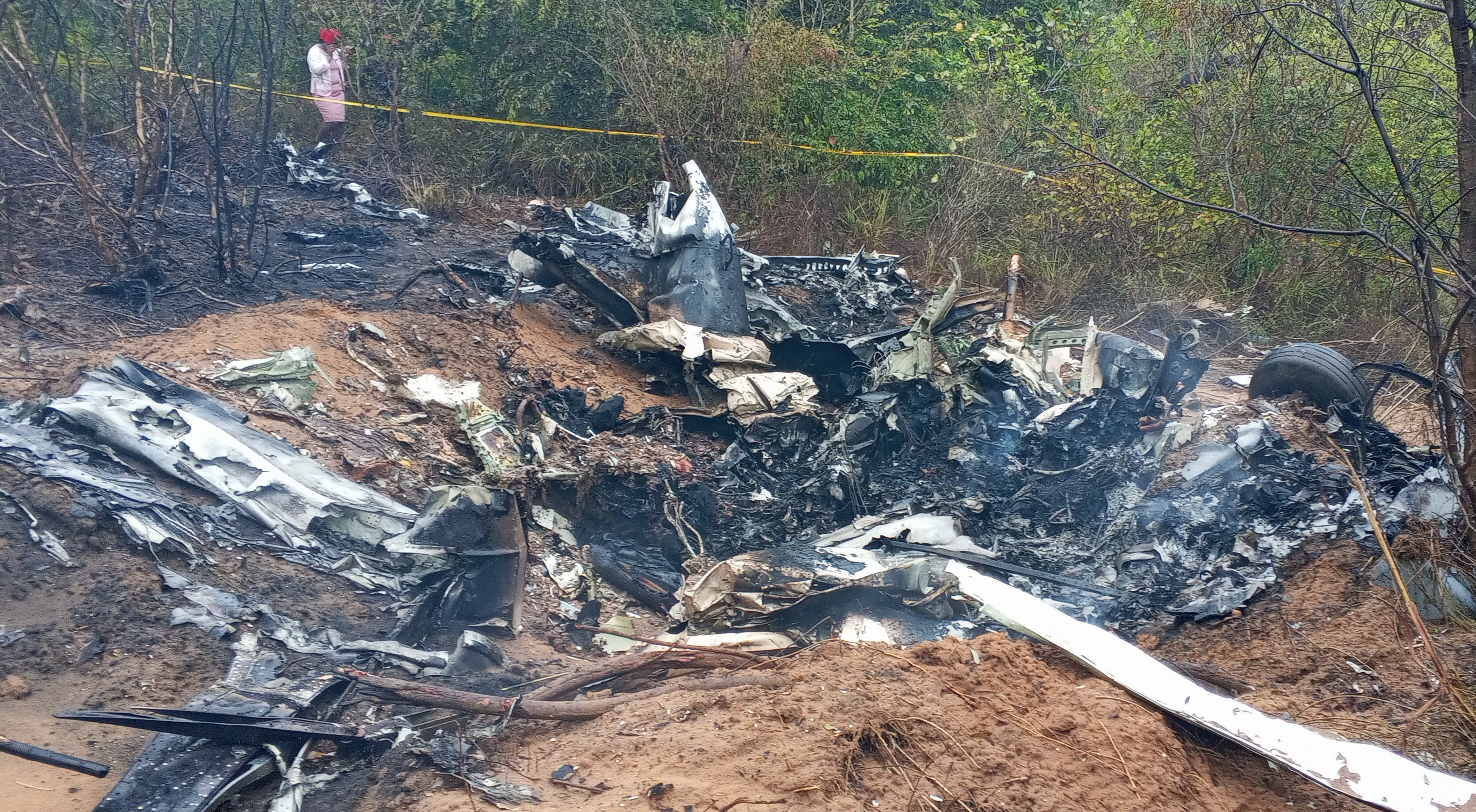 Smoke rises from the wreckage of a plane crash in Kwale County, Kenya, on Tuesday. Photo: EPA