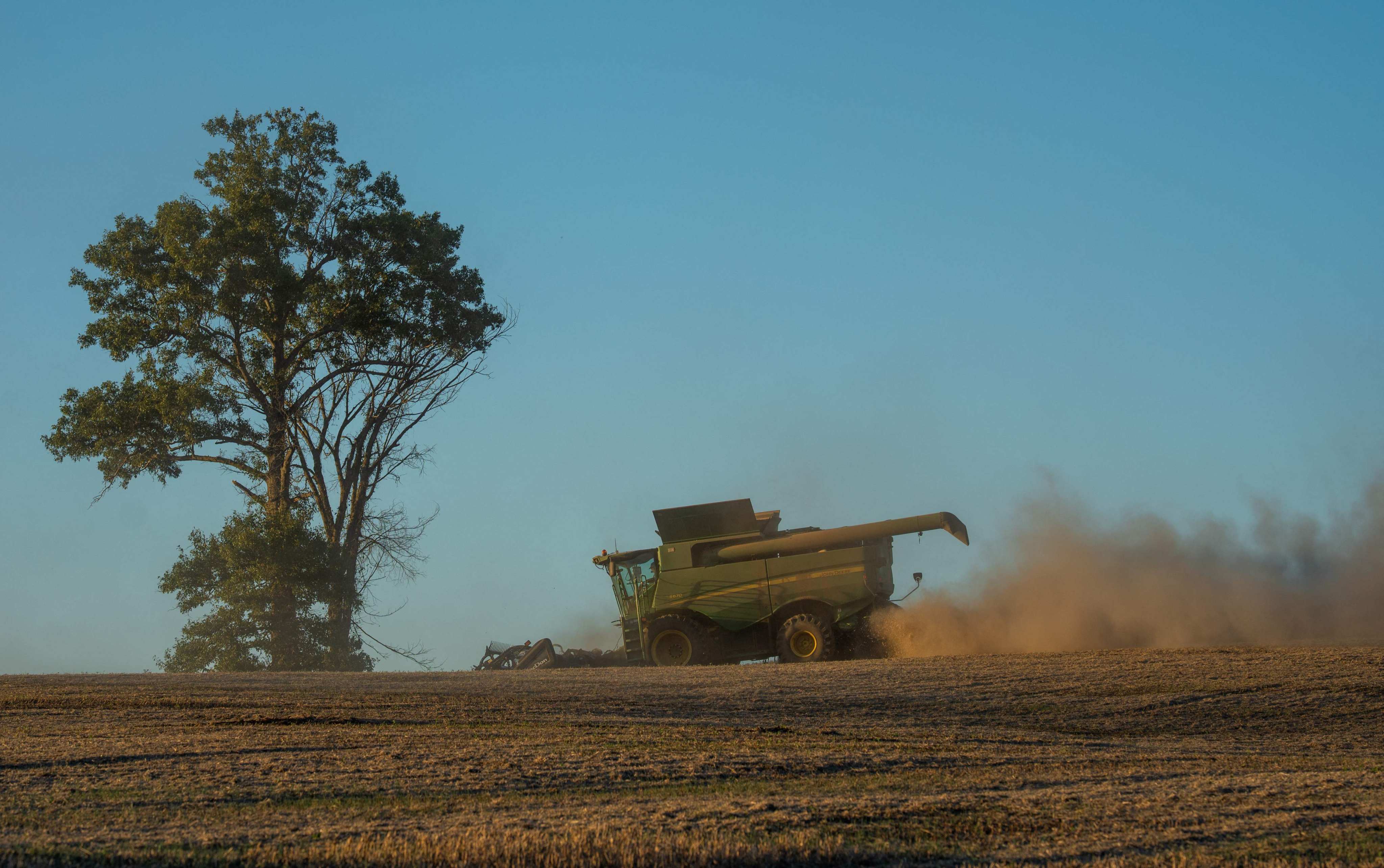A combine harvester brings in soybeans on October 14 in Marion, Kentucky. Photo: Getty Images via AFP