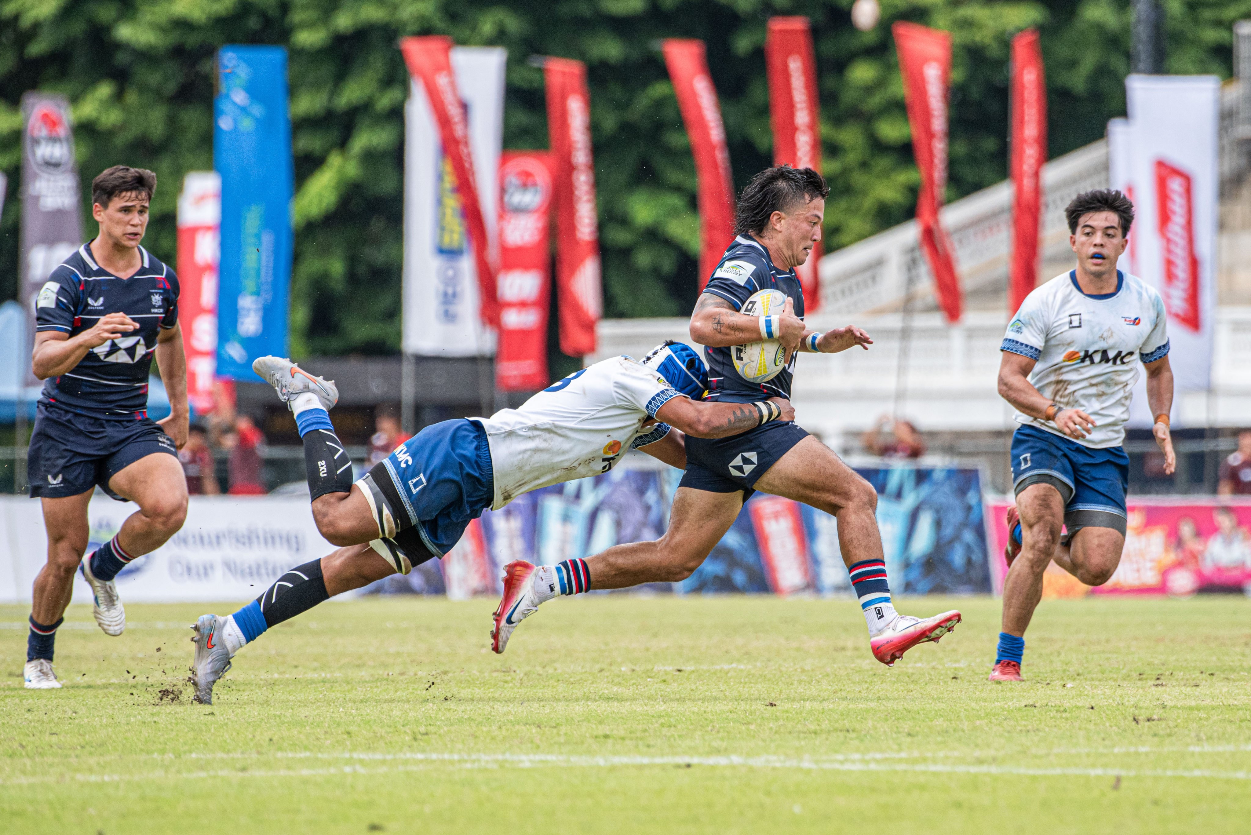 James Christie (with ball) in action during Hong Kong’s recent Asian Series success in Sri Lanka. Photo: Asia Rugby
