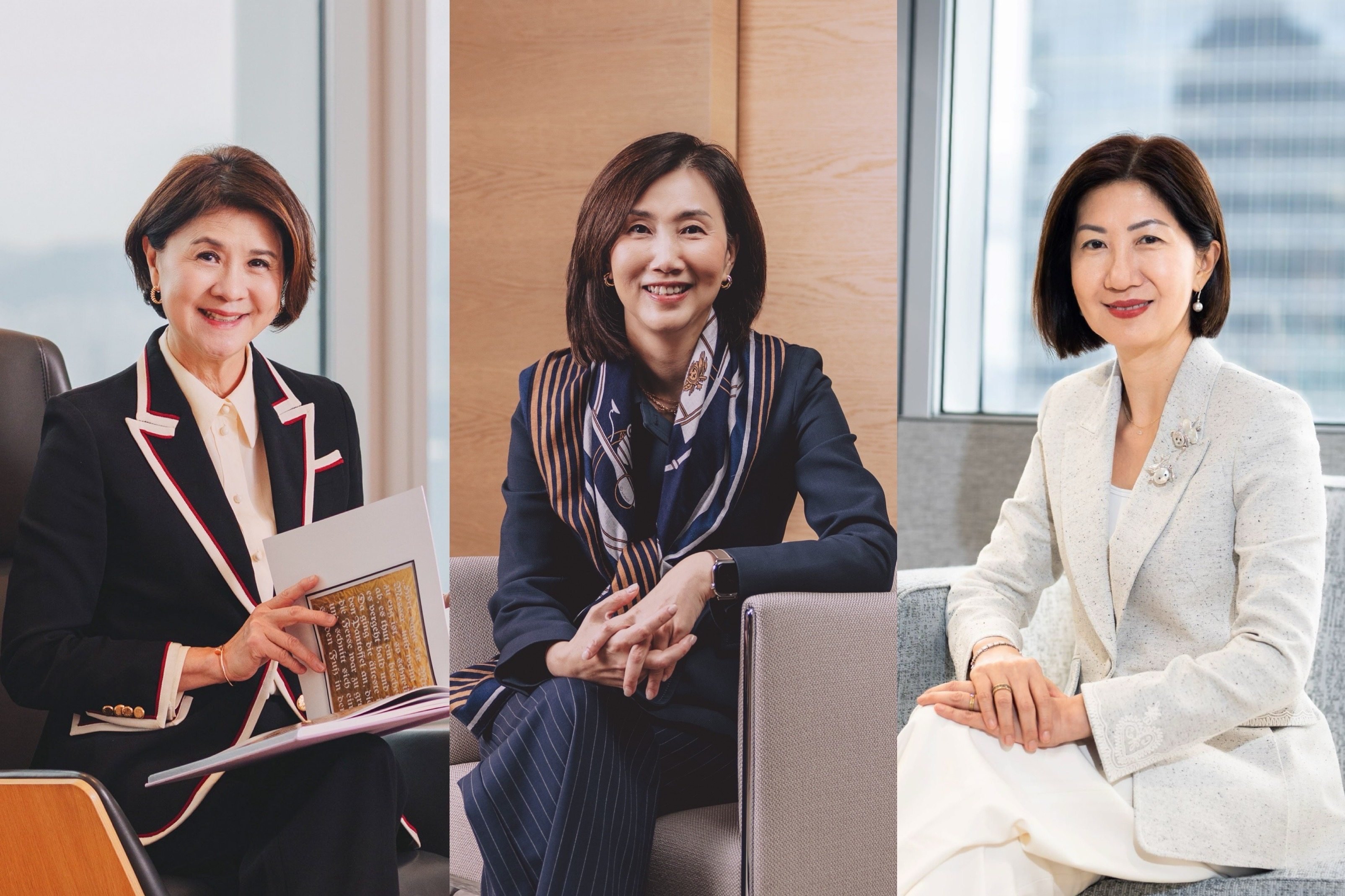 Amy Lo Choi-wan of UBS, Mary Huen Wai-yi of Standard Chartered and Bonnie Chan Yiting of Hong Kong Exchanges and Clearing are all members of Women Chief Executives Hong Kong (WCE). Photos: Jocelyn Tam and HKEX