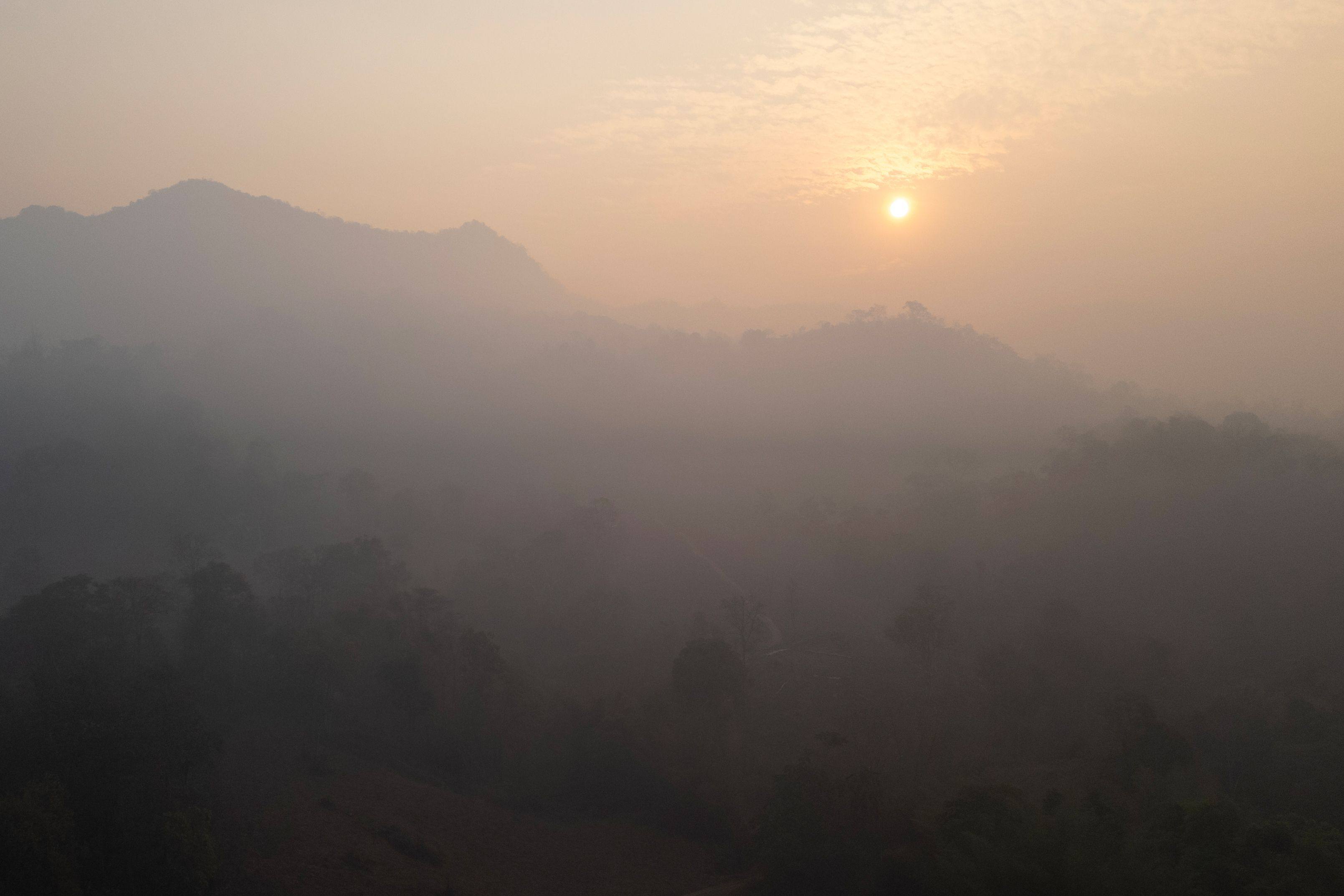 High levels of air pollution due to forest fires and crop burning in Umphang district in Thailand’s northern Tak province in March. Photo: AFP