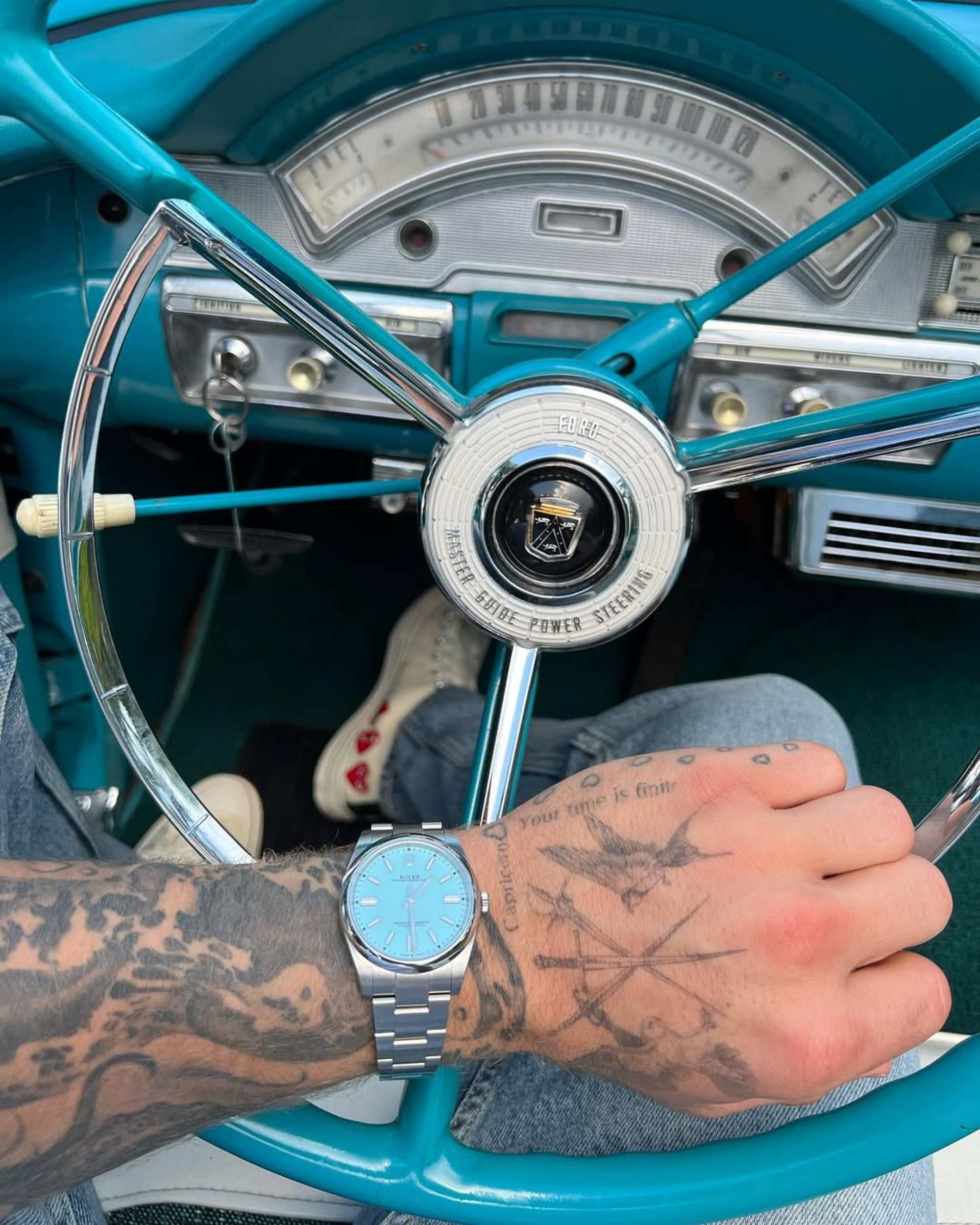 Jake Paul wearing his Rolex with Tiffany Blue dial in 2023. Photo: @jakepaul/Instagram