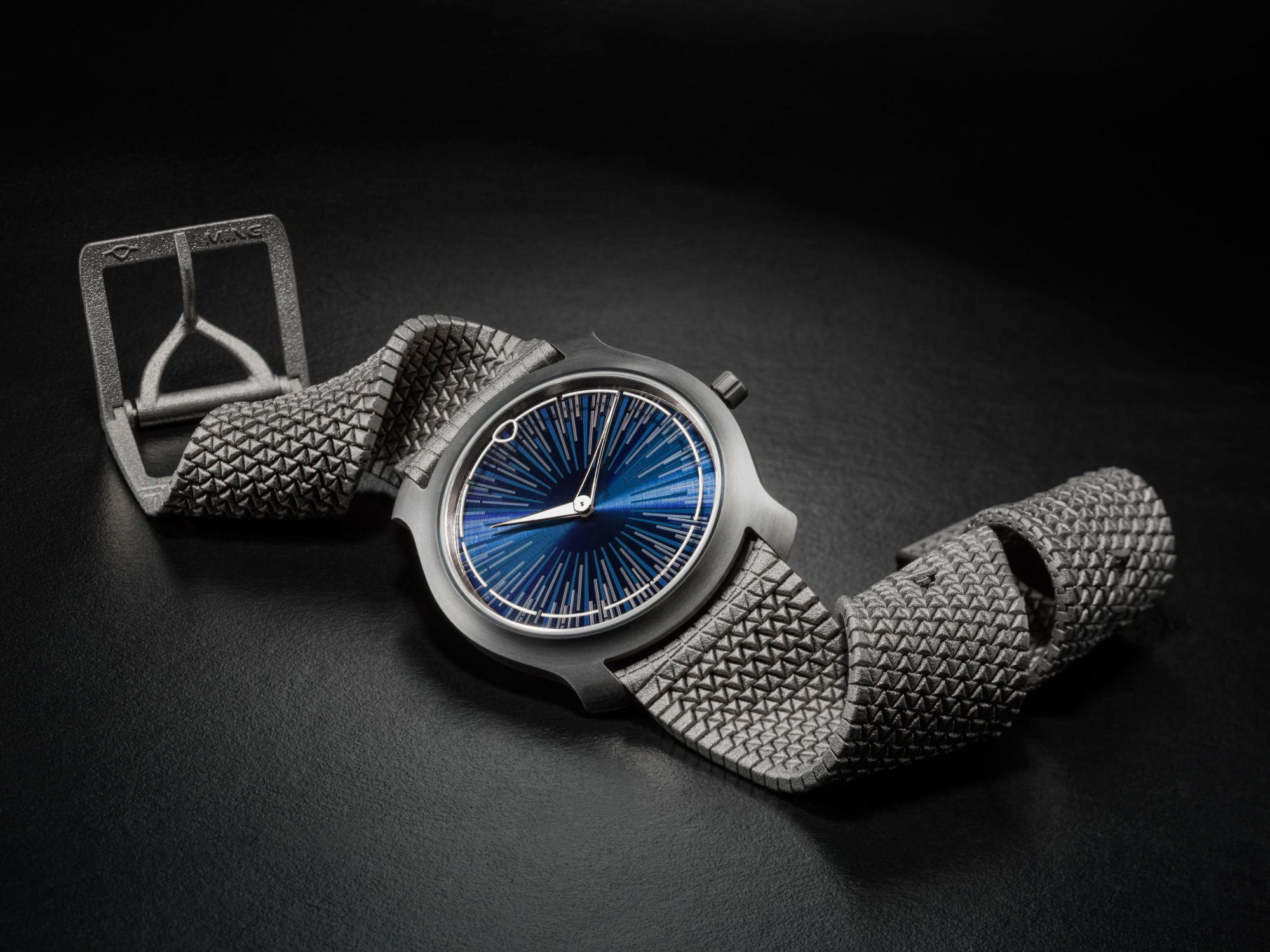 Horologer Ming's Polymesh has a 3D printed titanium bracelet. Photo: Handout