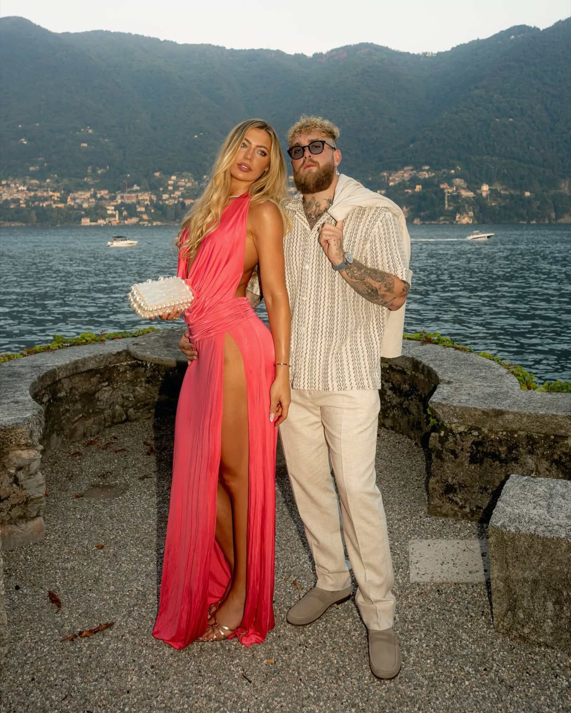 Jake Paul and Jutta Leerdam at Lake Como in August. Photo: @juttaleerdam/Instagram