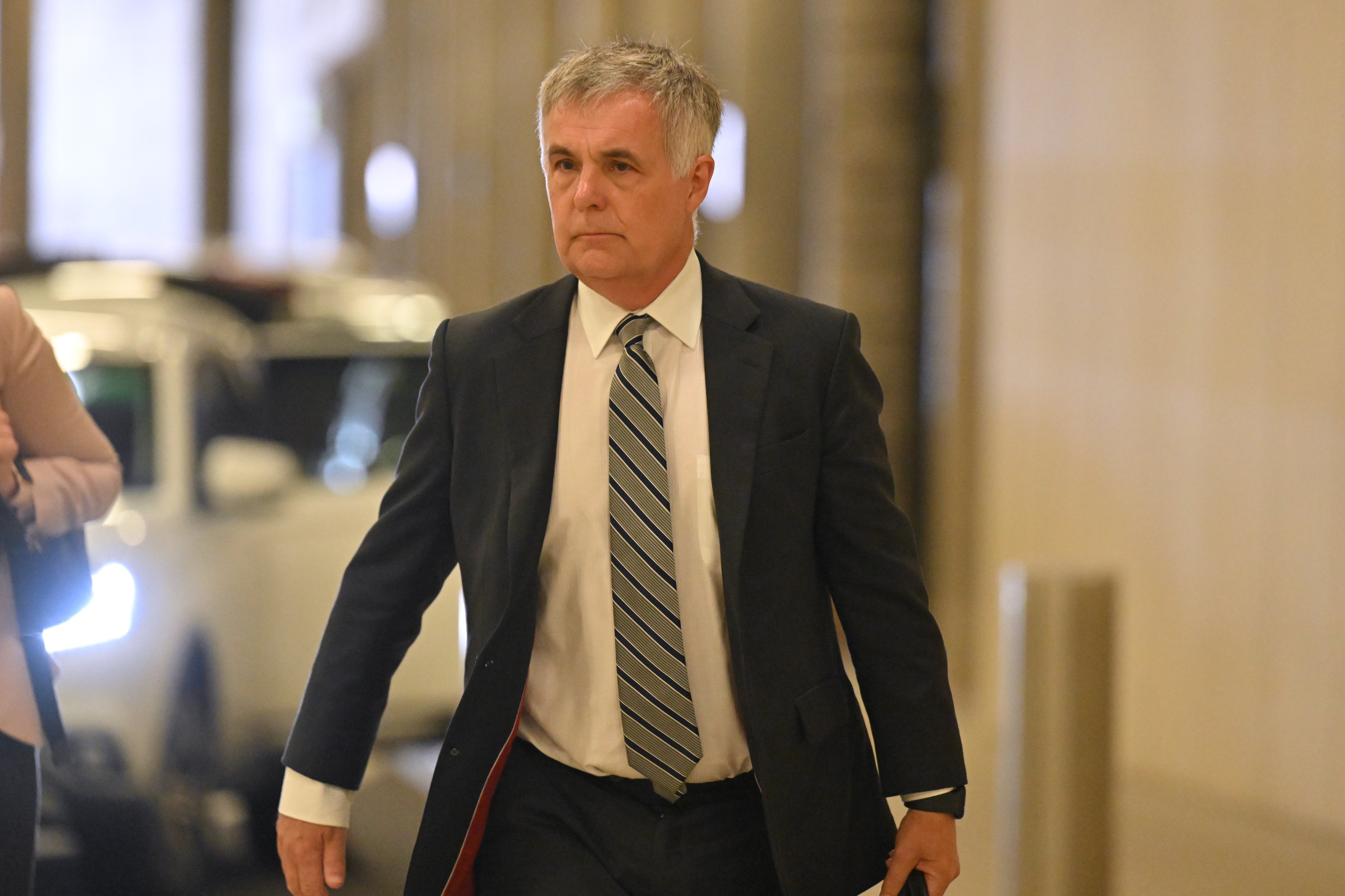 Optus CEO Stephen Rue arrives at Parliament House in Canberra on October 7. Photo: EPA