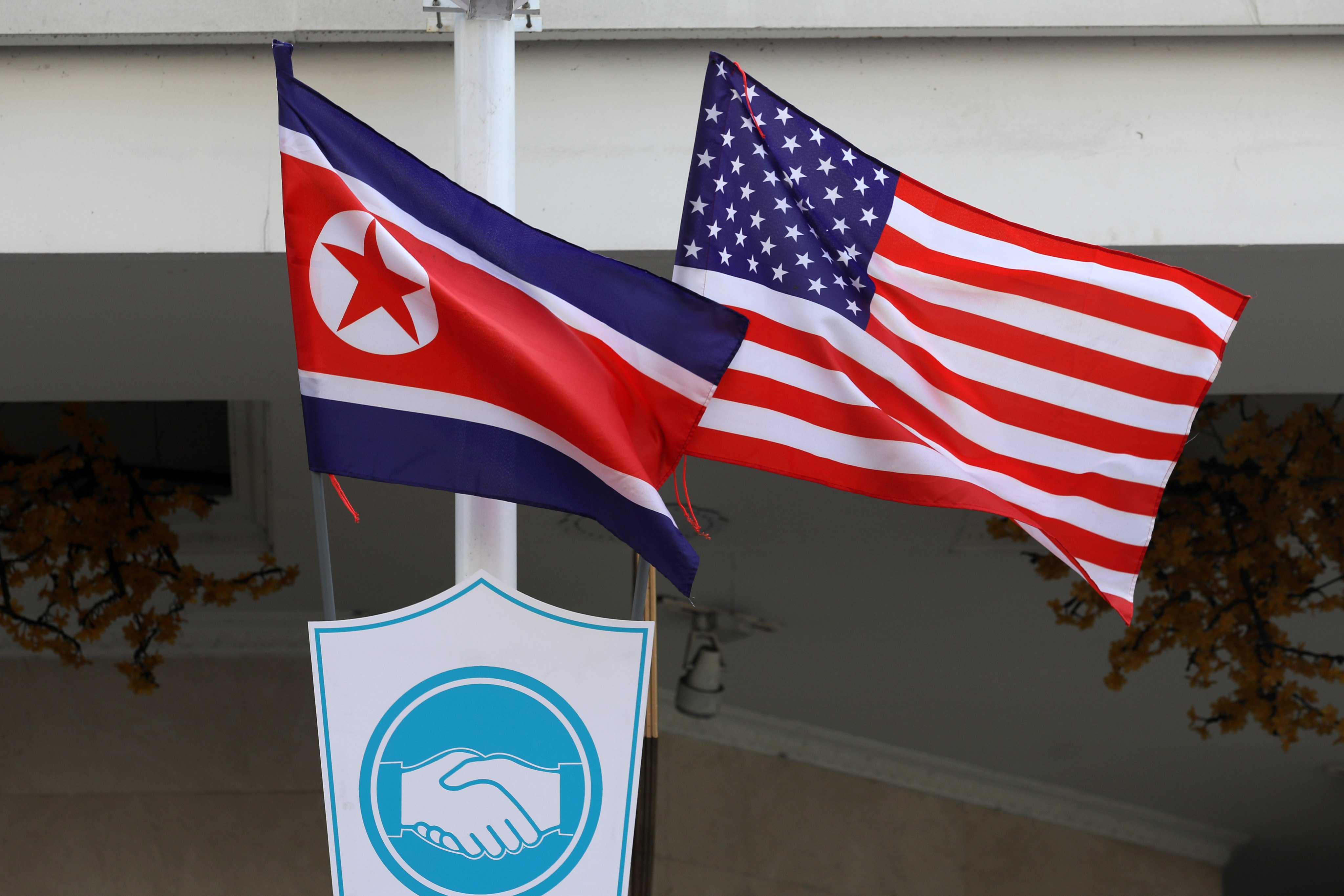 The flags of North Korea and the United States. The US is set to ask the UN to impose sanctions on seven ships suspected of violating UN sanctions on North Korea. Photo: EPA