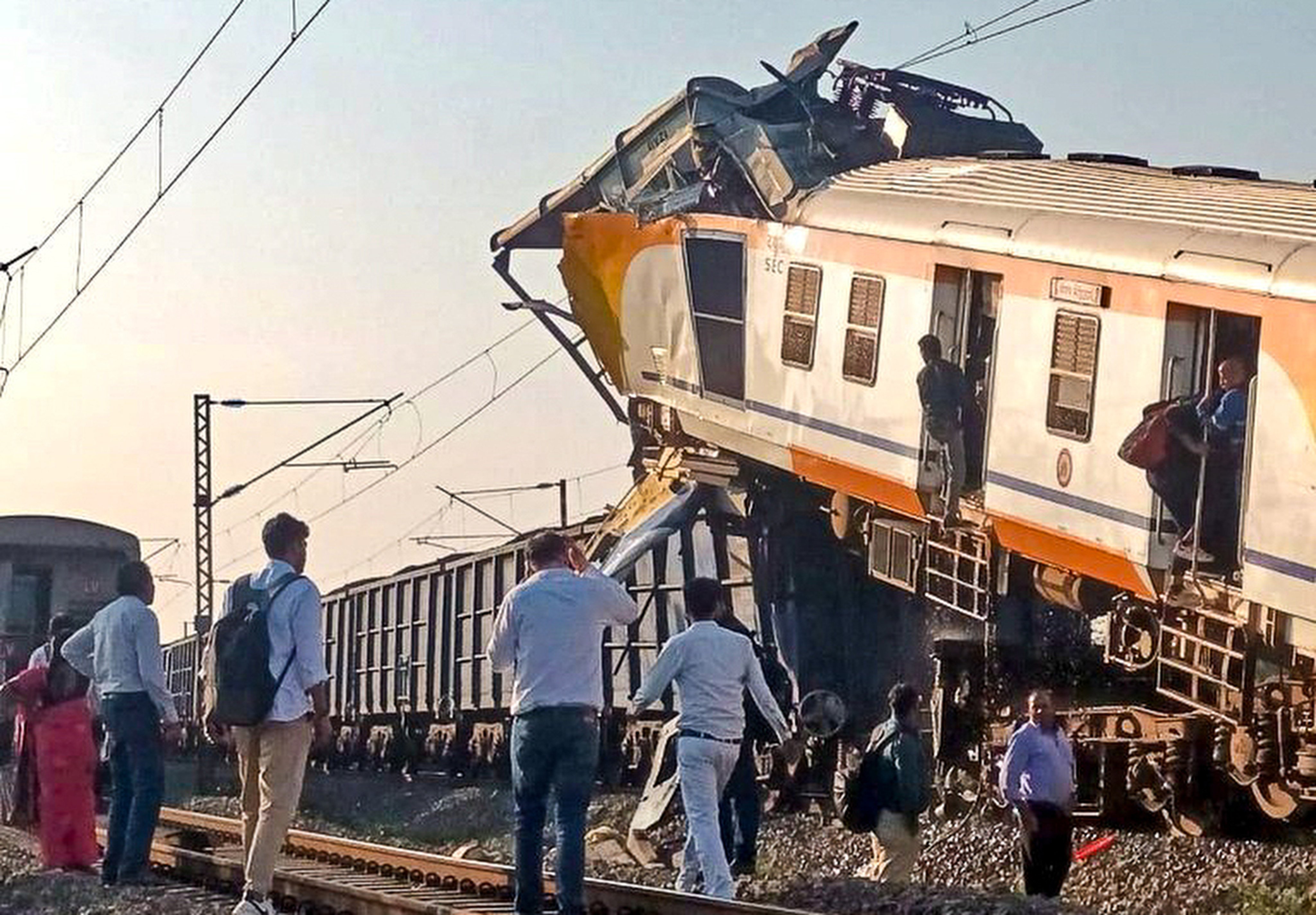 A passenger train crashed into a cargo train in central India on Tuesday. Photo: Handout
