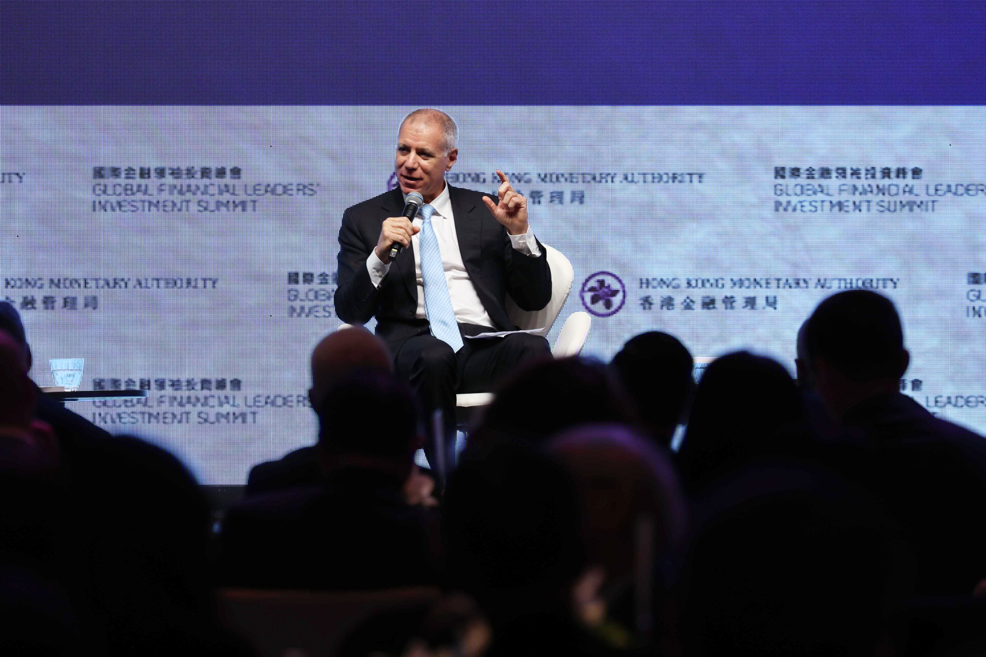 Georges Elhedery, group CEO of HSBC, speaks at the Global Financial Leaders' Investment Summit on Tuesday. Photo: Edmond So