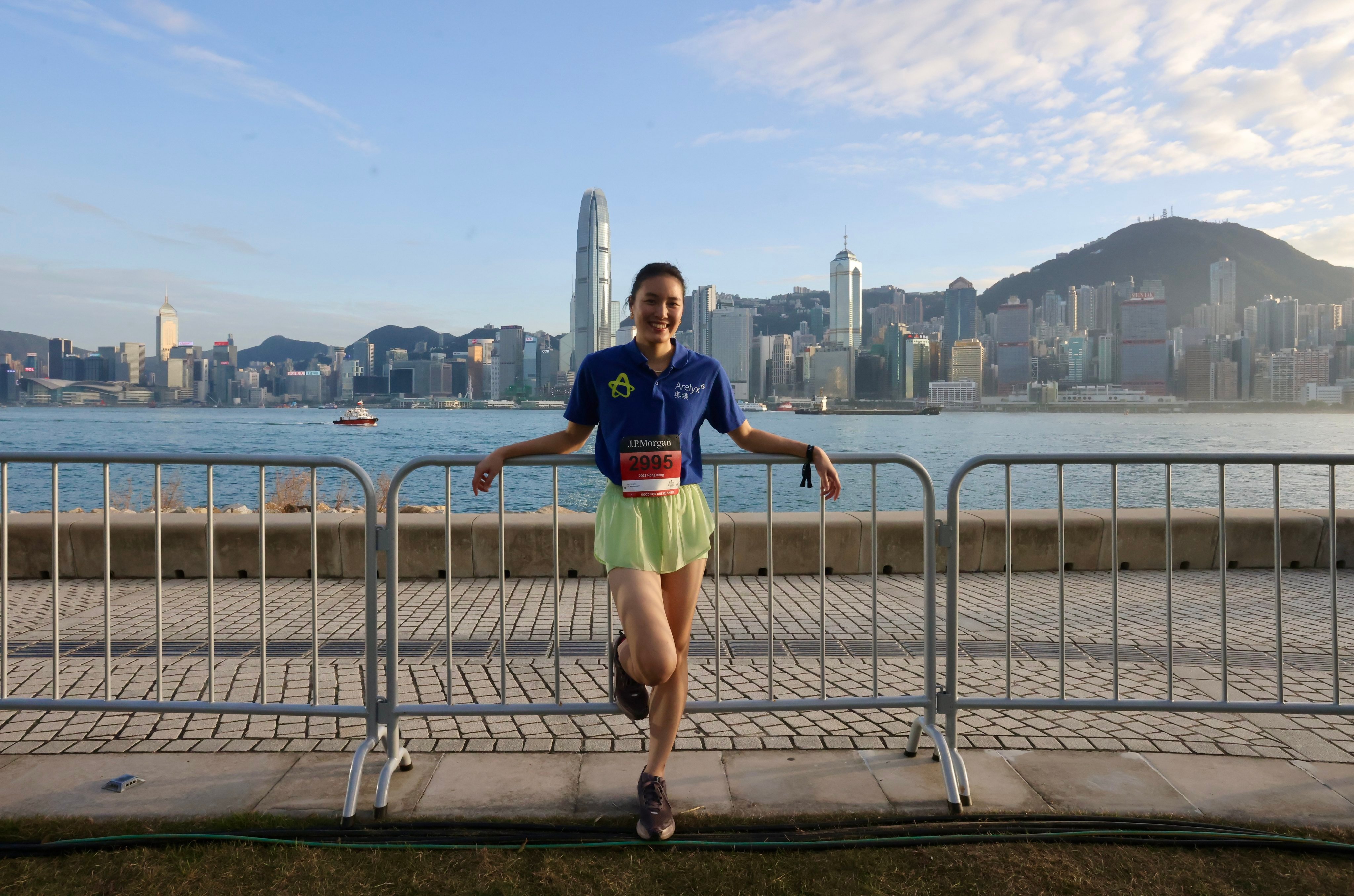 Yvette Kong prepares to take part in the J.P. Morgan Corporate Challenge in West Kowloon Cultural District. Photo: Jonathan Wong