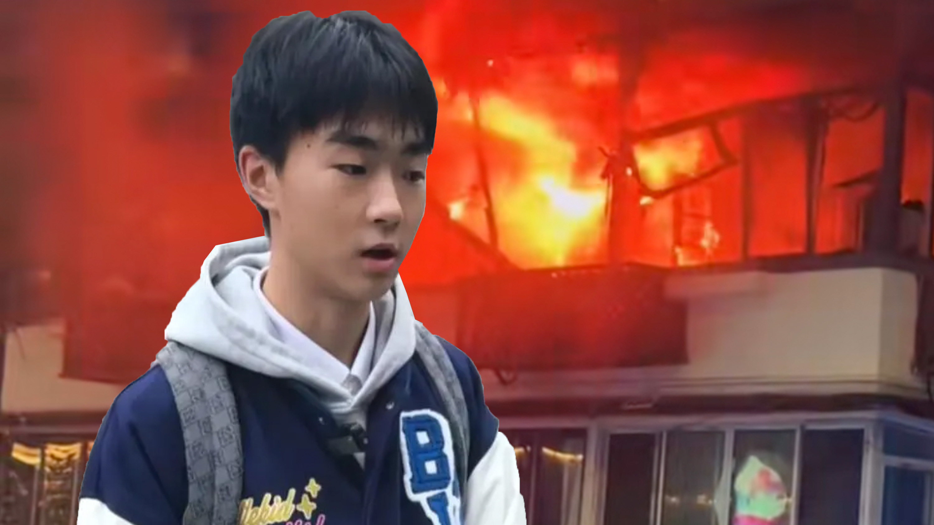 A secondary school pupil has been nicknamed “underpants man” after he rescued his elderly neighbours from a fire while wearing only his briefs. Photo: SCMP composite/Douyin