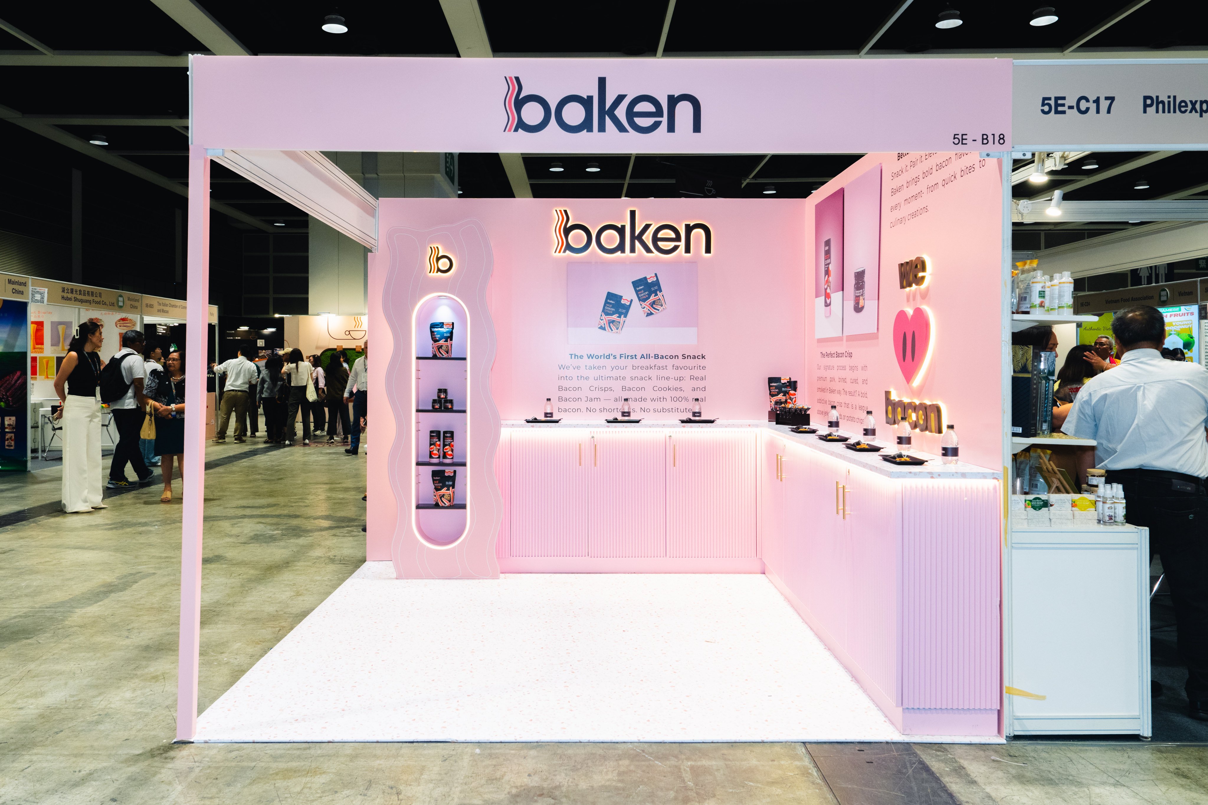 All-bacon snack brand Baken’s pop-up at the HKTDC Food Expo Pro in August. Photo: Handout