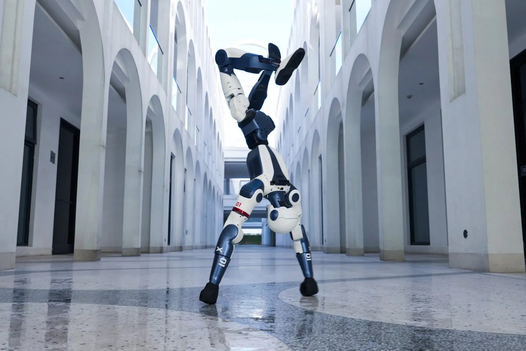 Unitree Robotics’ R1 robot is seen doing a handstand in a promotional image from the company. Photo: Unitree Robotics